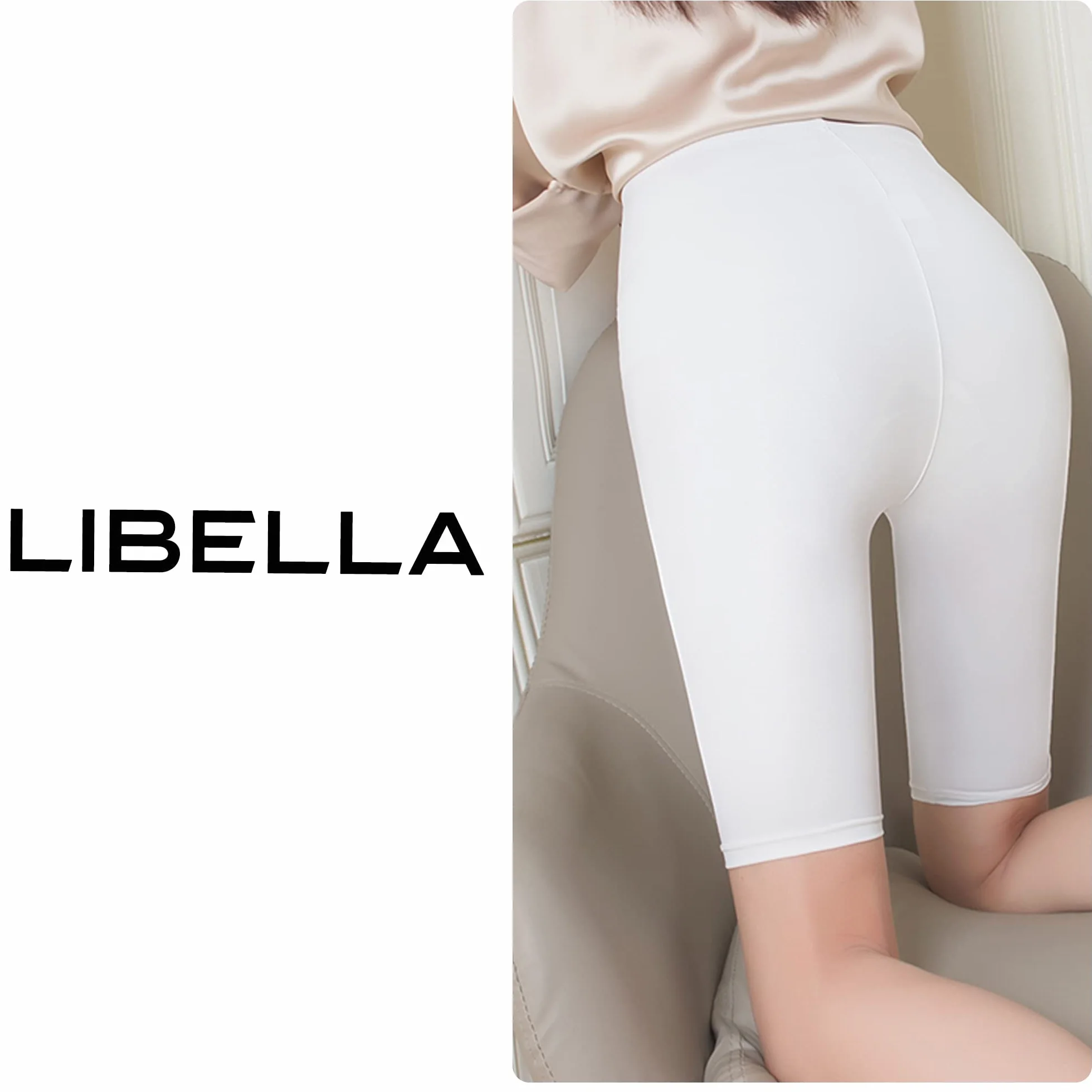 Libella Legging Court Femme Short de Sport Taille Haute en Coton sans Couture pour Yoga Fitness Running S-XXL
