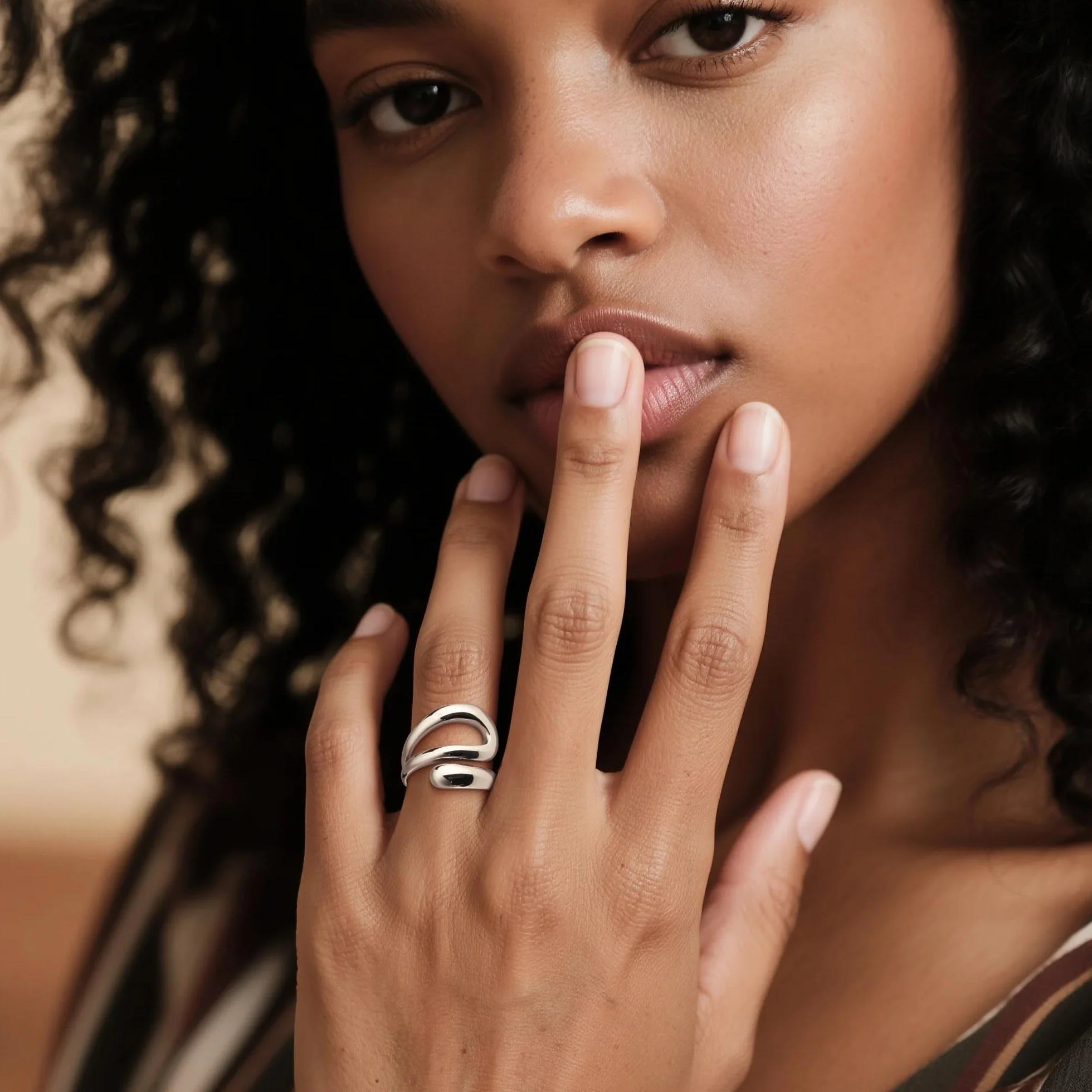 ALEXCRAFT Bague Femme Or/Argent Goutte d'Eau Chunky Acier Hypoallergéniques Plaqué 14K Ajustable