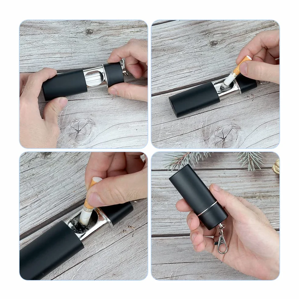 Porte-cendres de Poche Anti Odeurs, Mini Cendrier de Voyage avec Couvercle et Porte-clés, Moderne