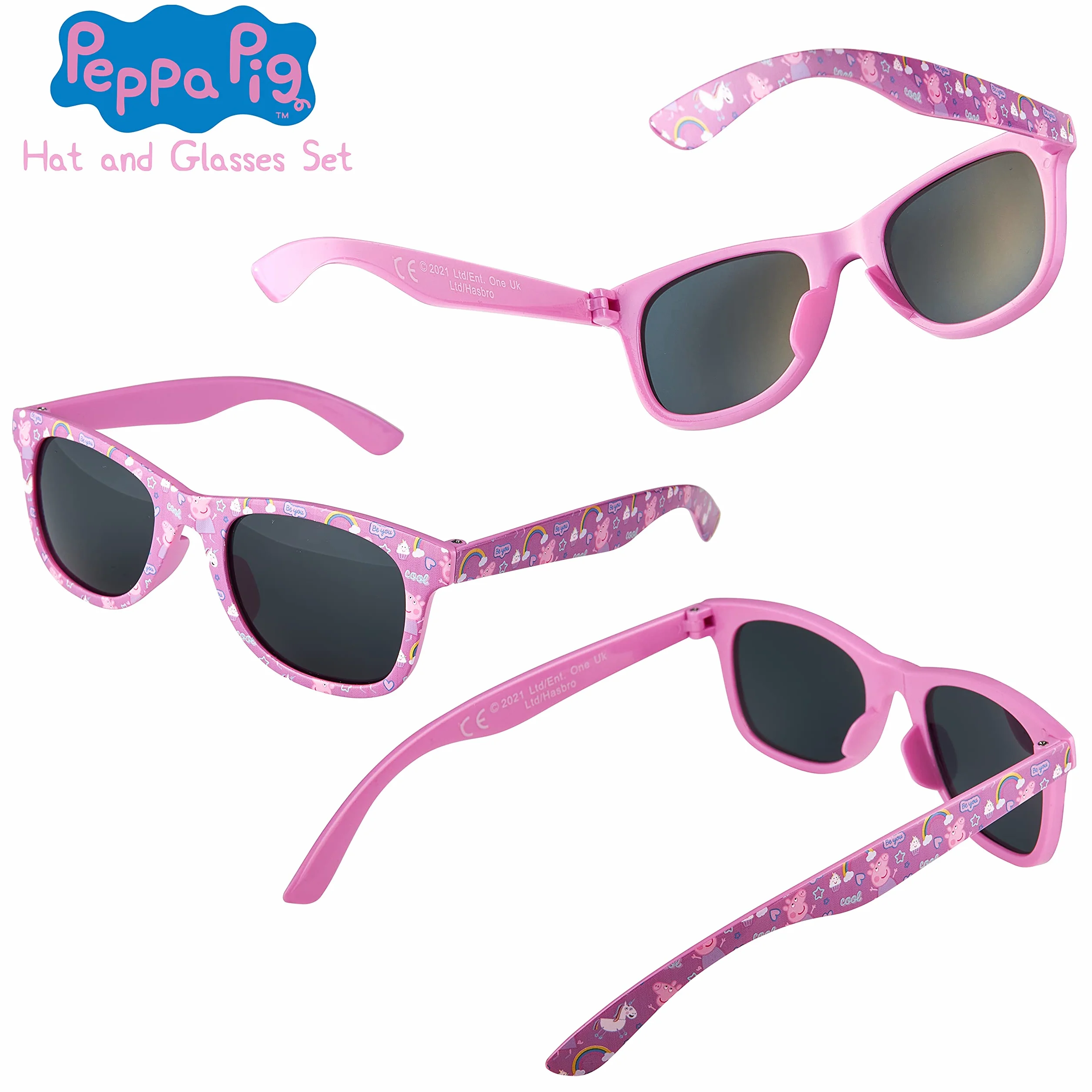 Peppa Pig Casquette Enfant Fille Lunettes de Soleil UV400 Baseball Brillante Accessoires Été