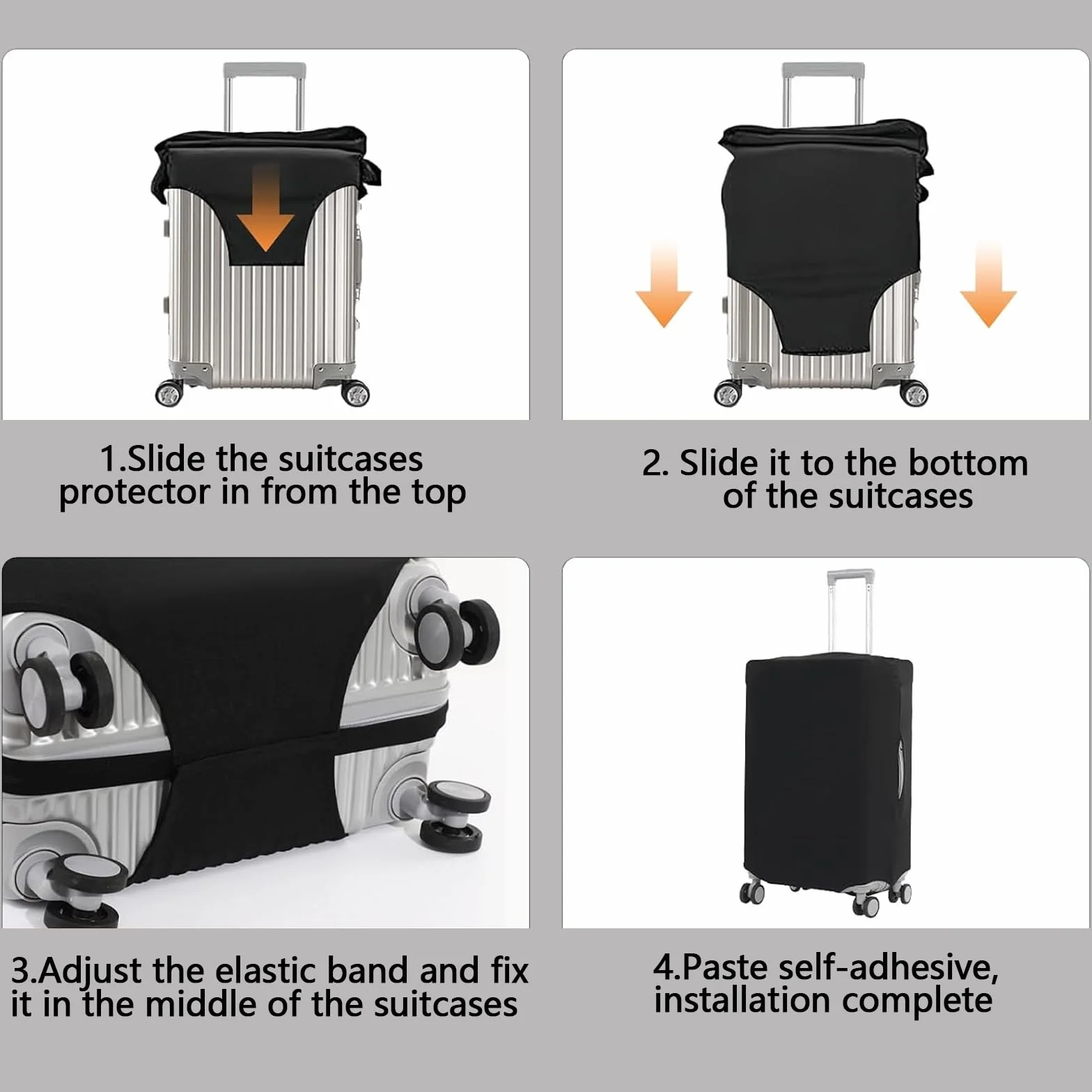 Housse de Protection pour Valise XL 29-32 Pouces avec Sangle et Fermeture Velcro Noir