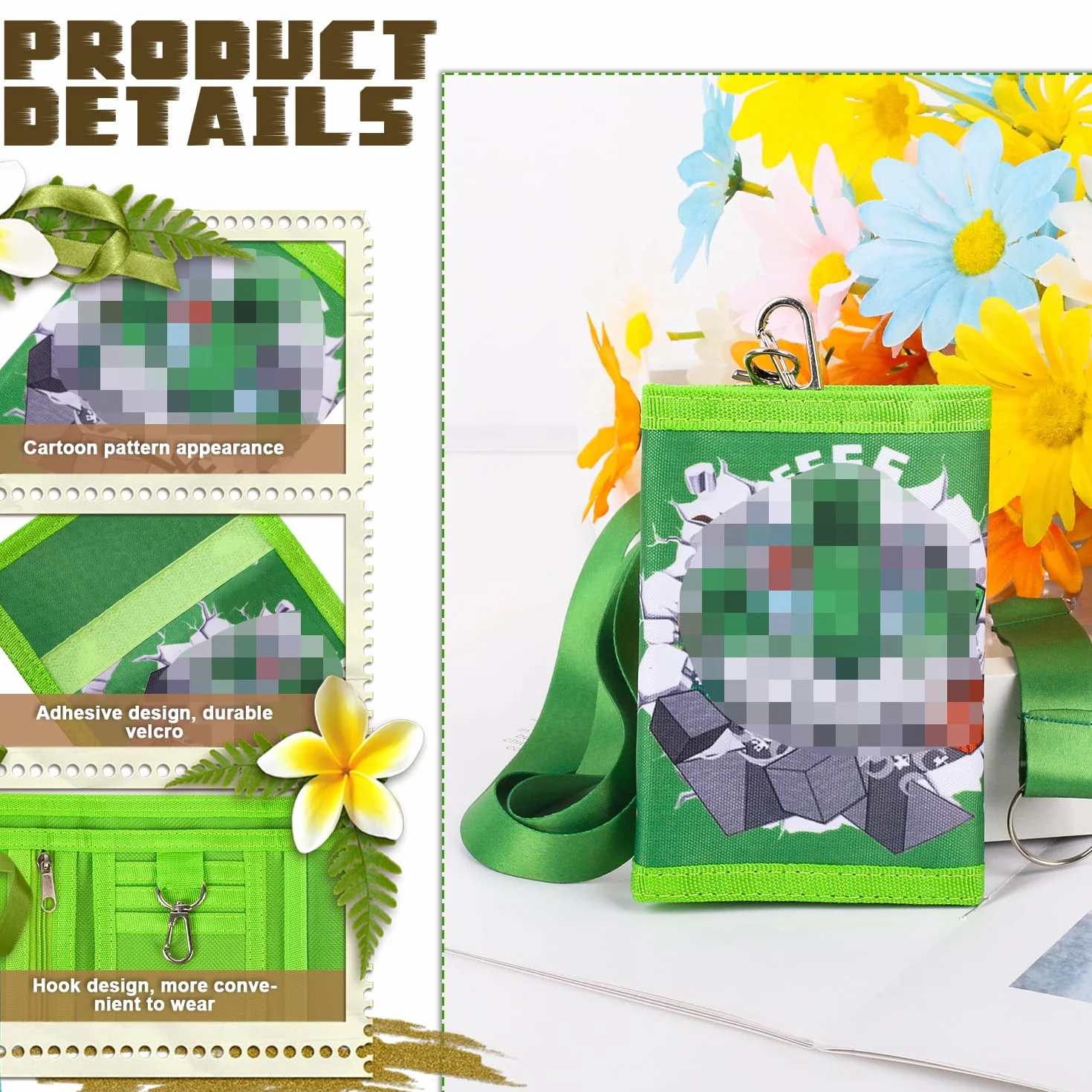 Portefeuille Enfant Sac de Poitrine Vert, Pochette Monnaie Garçon