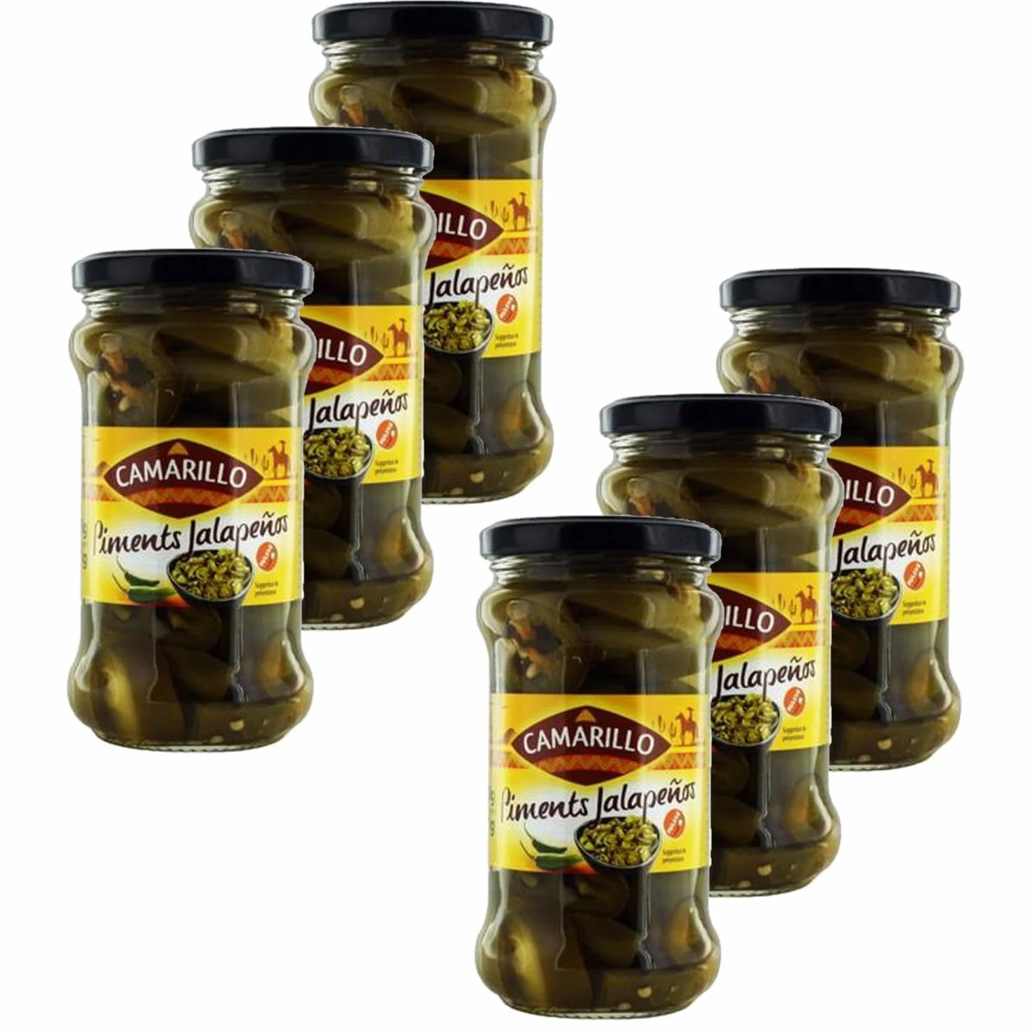 Lot de 6 Piments Jalapeños en Rondelles 280g – Camarillo – Format Familial – Piments Tex-Mex pour Nachos, Fajitas, Burgers (6x280g)
