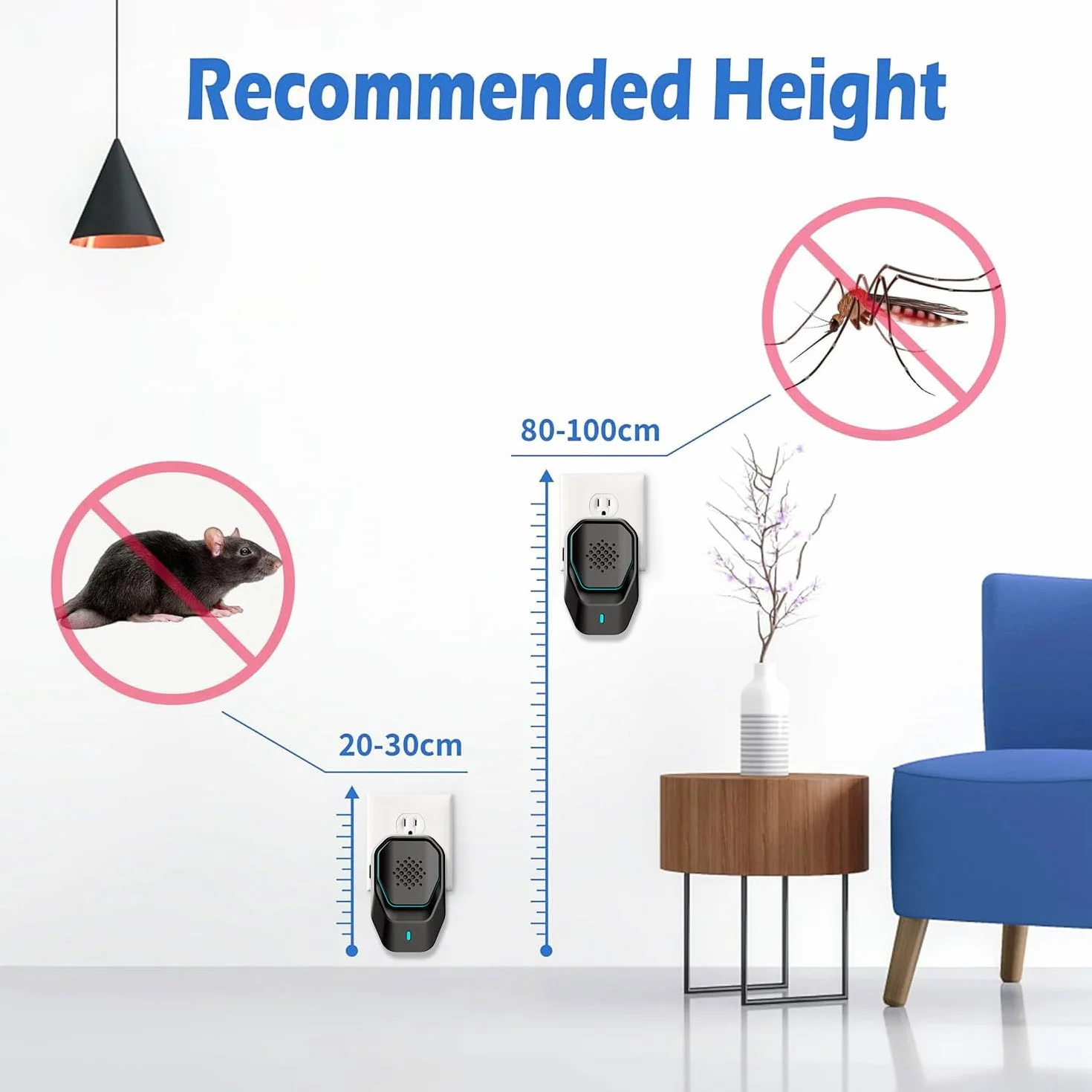 Ashmita Ultrasons répulsifs Souris et Rats,4 dispositifs Portables d'évitement de Souris à ultrasons, Prise Anti Moustique intérieure, Rongeur araignée Efficace Contre Les ravageurs de Bureau