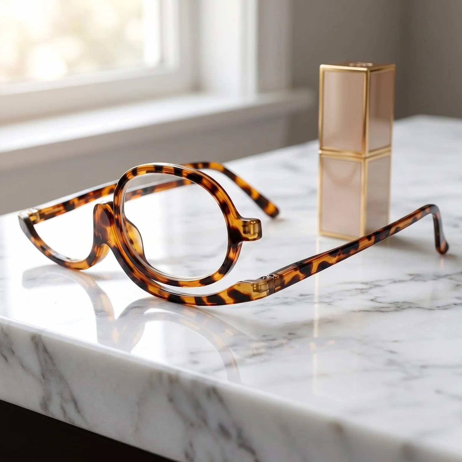 Lunettes de Maquillage à Lentille Unique Rotative pour Femmes
