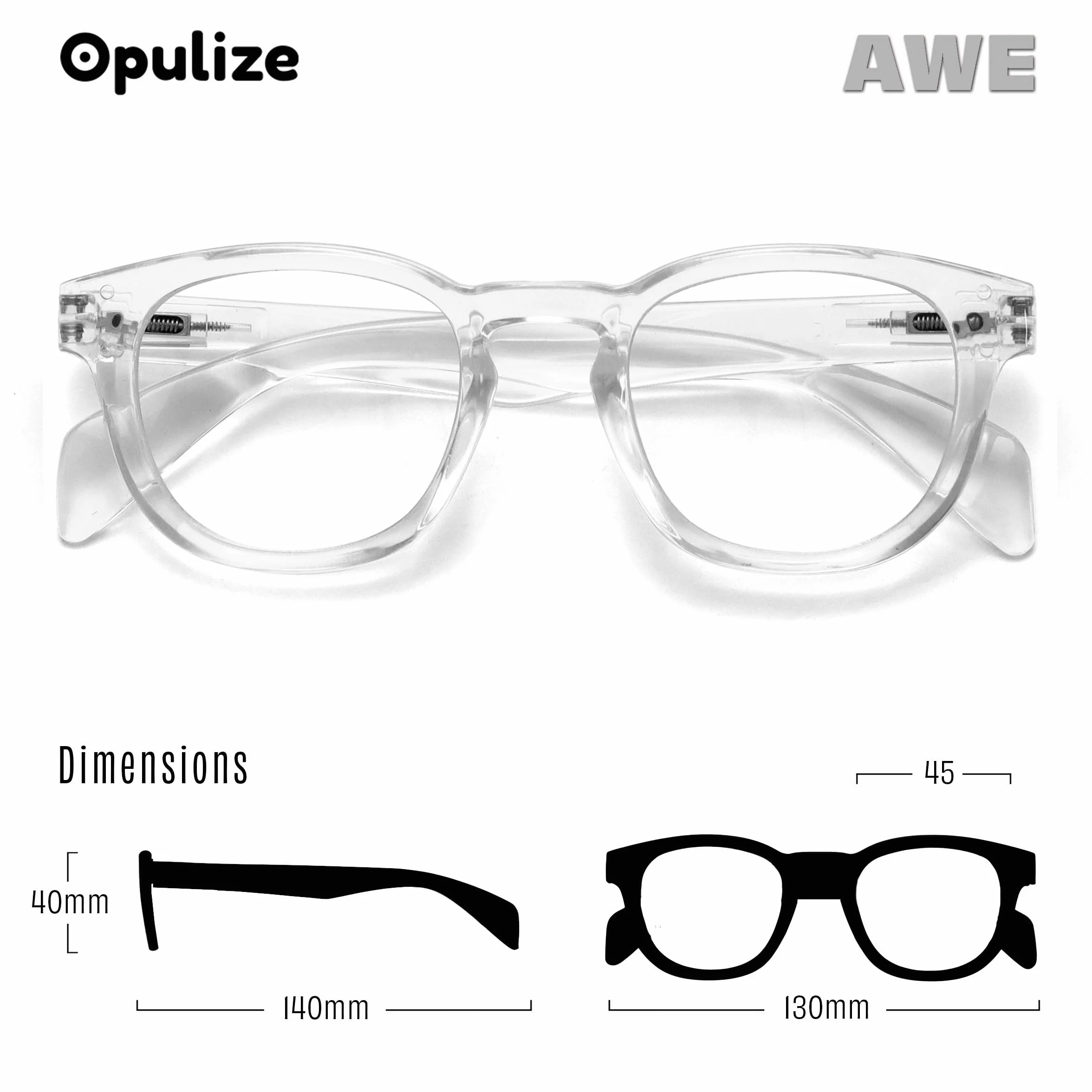 OPULIZE AWE Lunettes de lecture anti-lumière bleue rondes rétro antireflet protection UV Transparent +1.50