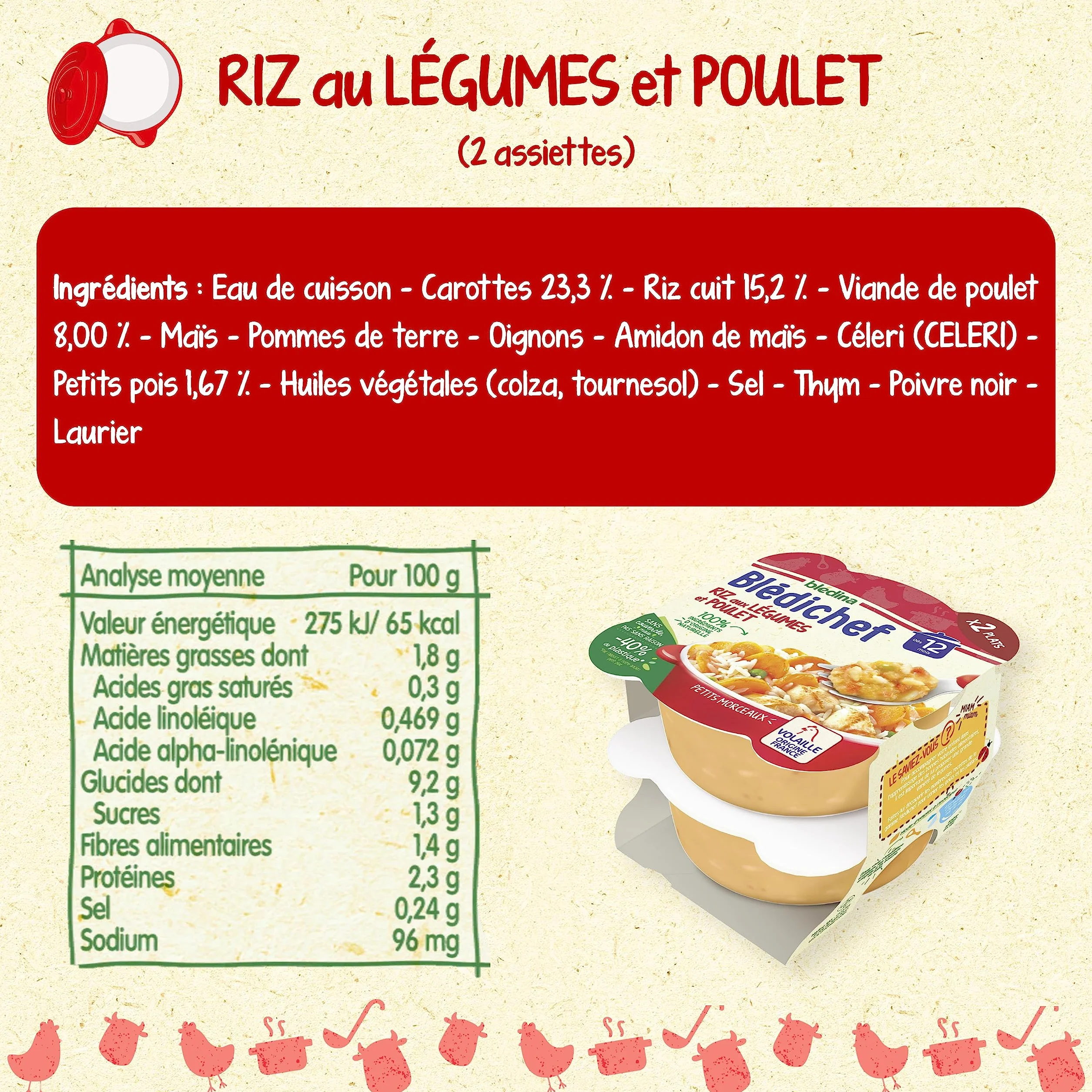 Blédina Blédichef 8 Petits Plats Bébé Repas Midi Dès 12 Mois 4 Recettes Pack de 8