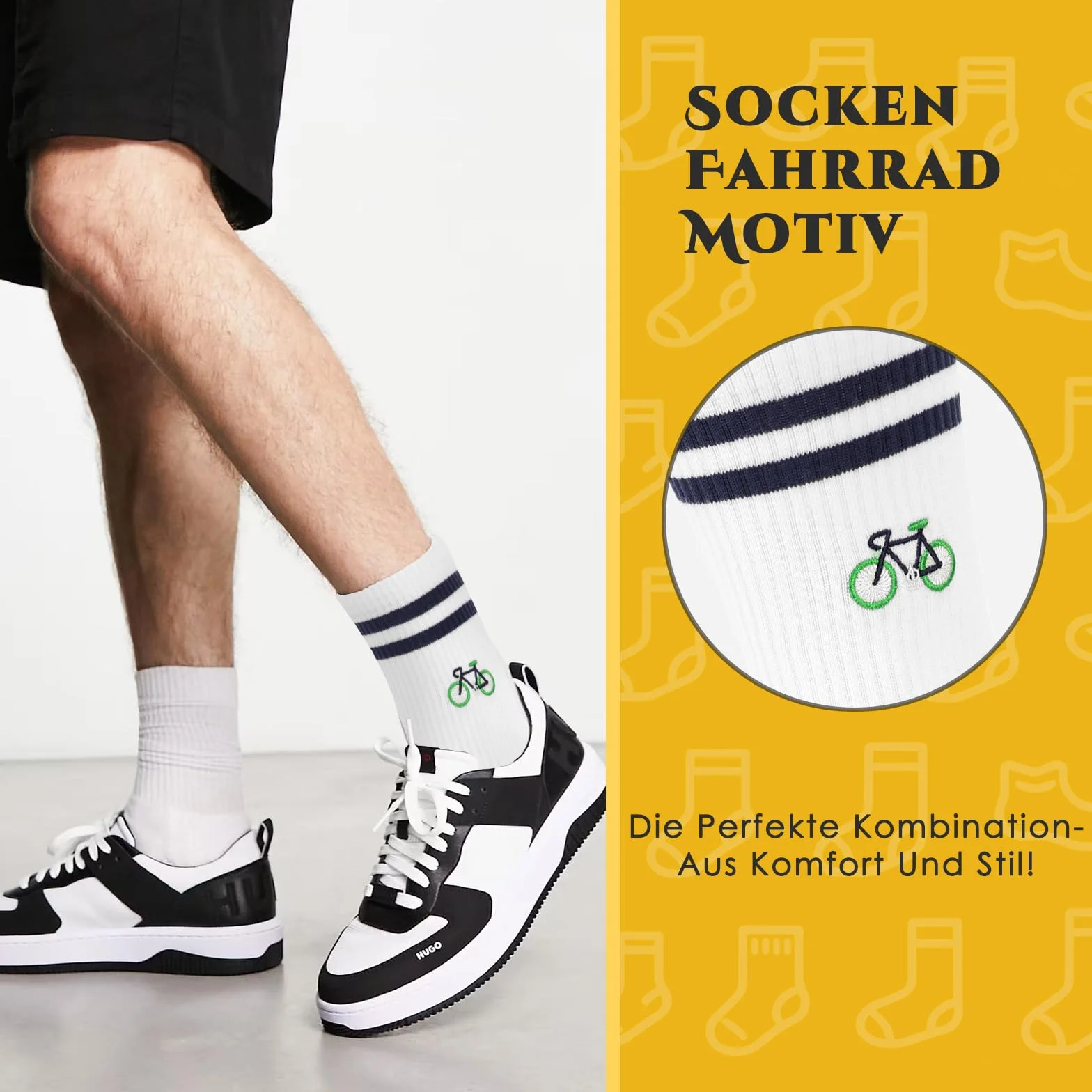Chaussettes de Vélo Amusantes Motif Cycliste - Chaussettes de Tennis Vélo