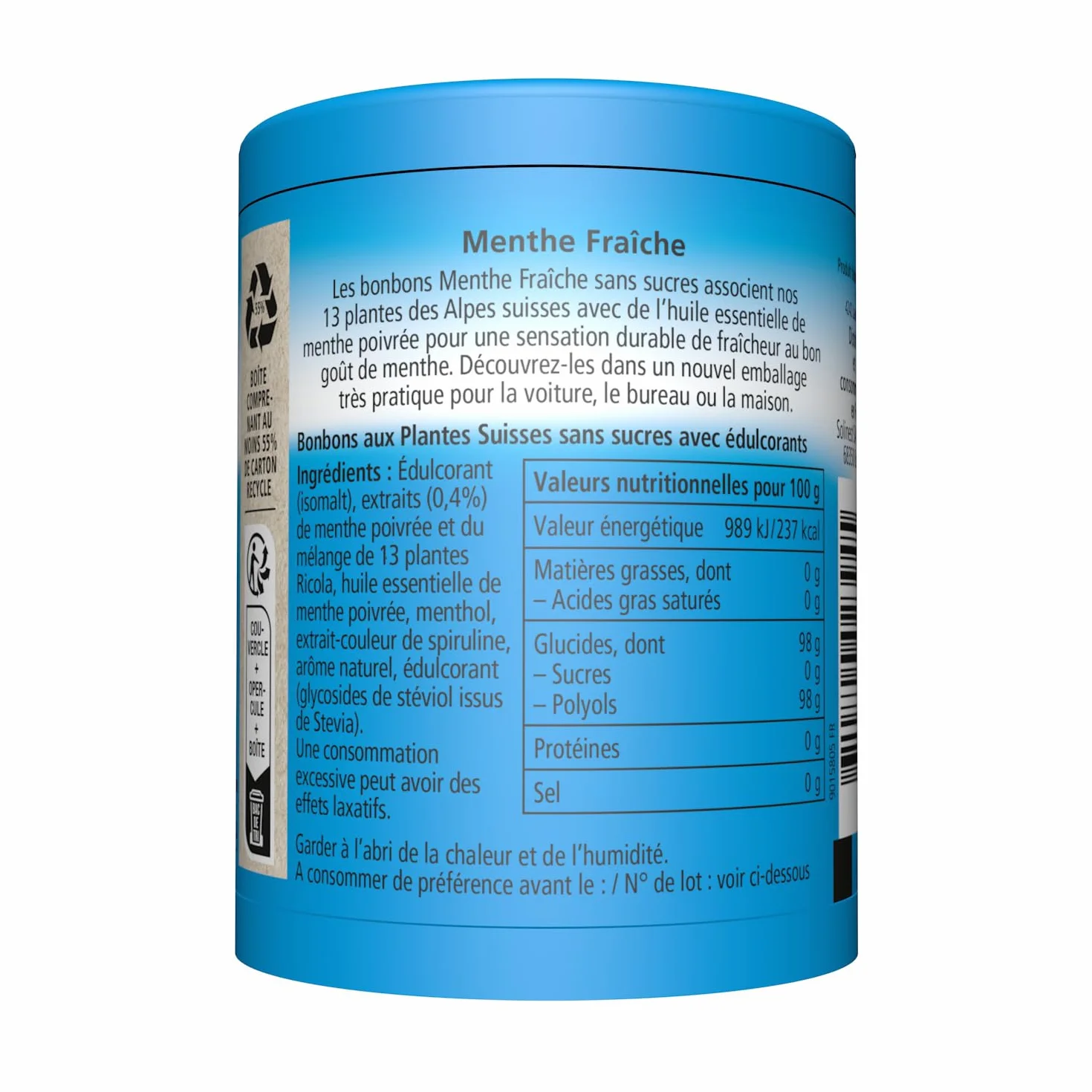 Ricola Bonbons aux Plantes Suisses Menthe Fraiche Sans Sucres 6x100g