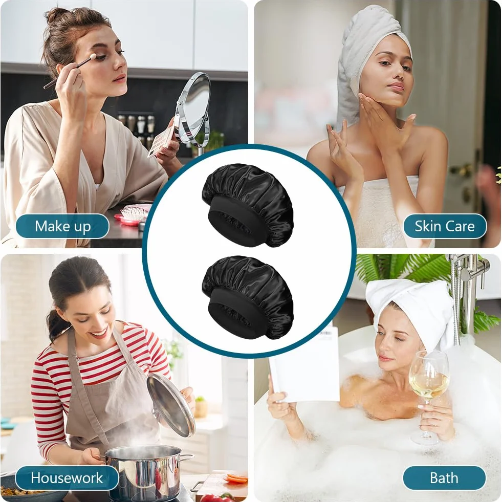 Flintronic 2/4 Pieces Bonnet Satin Cheveux Nuit, Bonnet Soie pour Dormir Élastique Multicolore