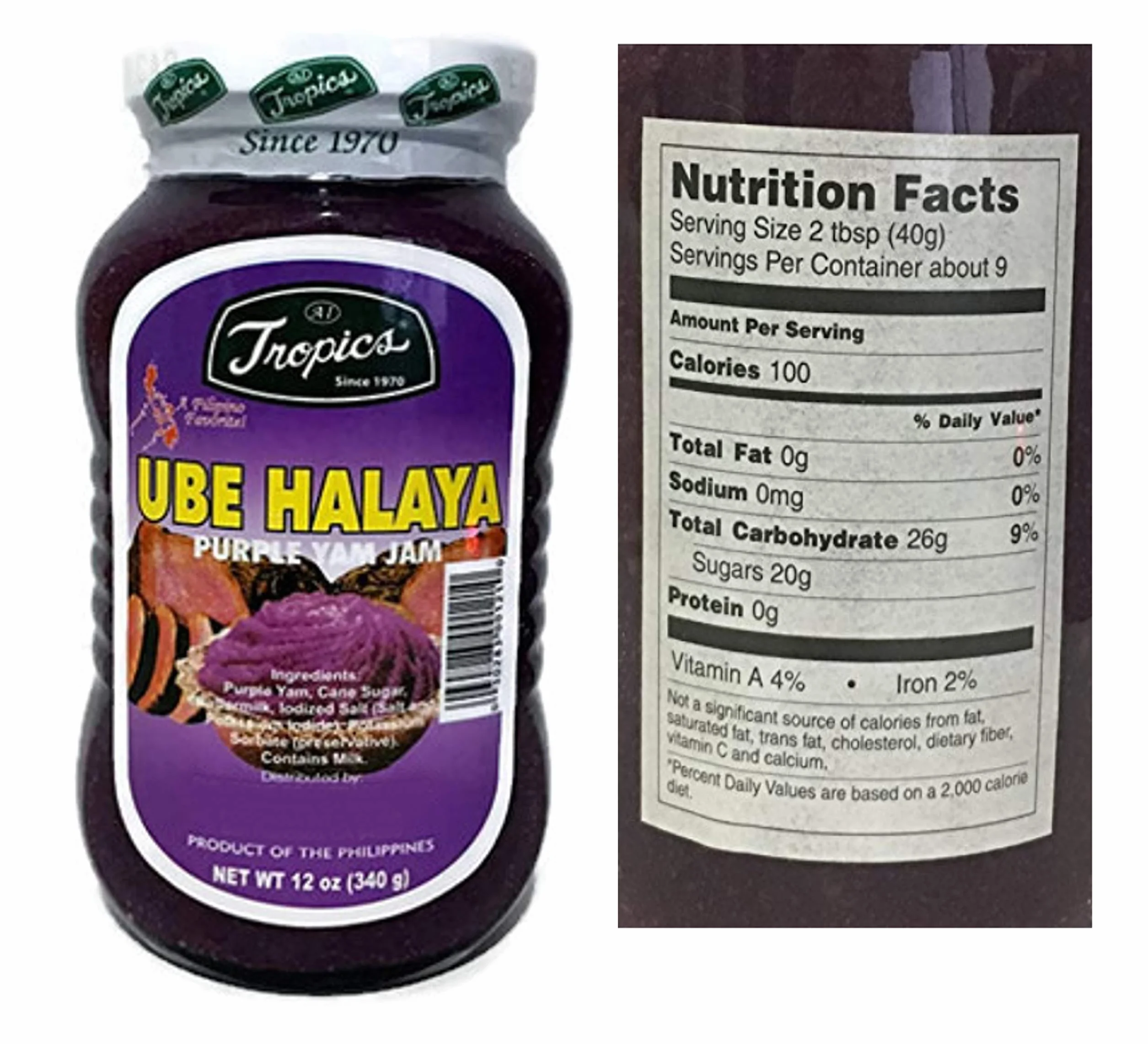 Tropics Ube Halaya Purple Yam Jam Lot de 2 flacons 340 g