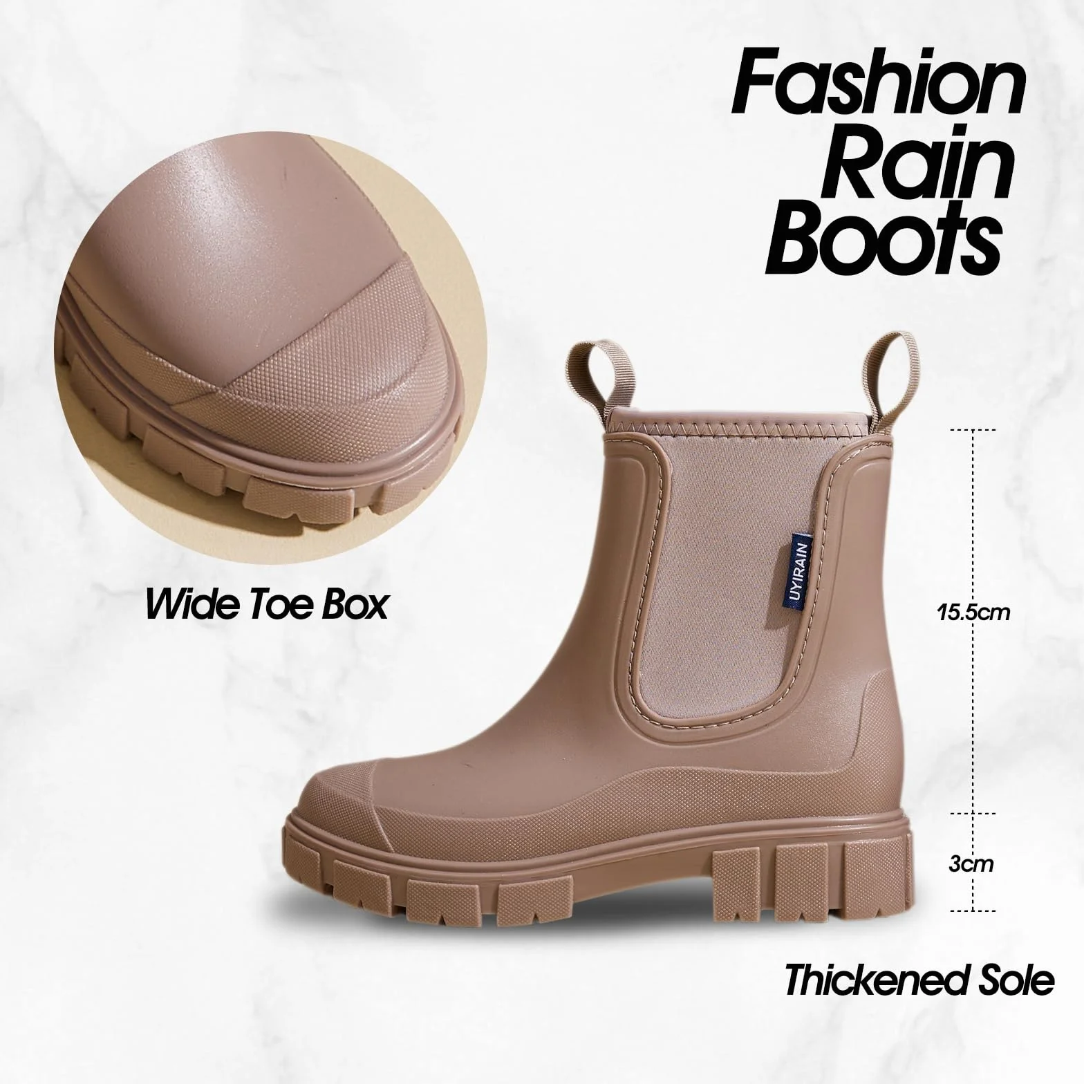 Bottes de Pluie Femmes Chelsea étanches Antidérapantes Jardin Travail 35-40 EU