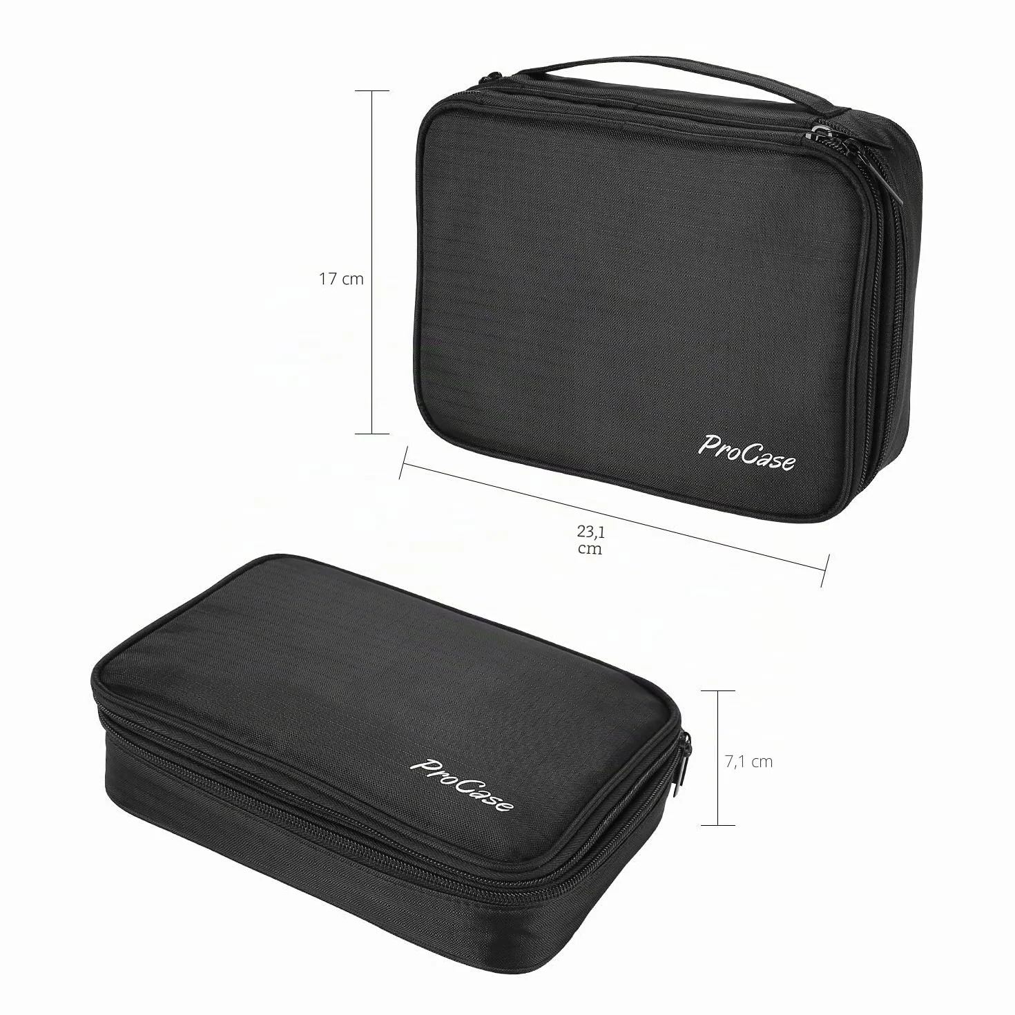 ProCase Trousse à Bijoux de Voyage, Boîte de Rangement Double Couche, pour Bagues, Boucles d'oreilles, Colliers, Noir