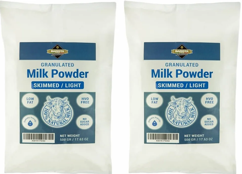 Barista Italiano - Lait en Poudre Écrémé 1Kg (500g x 2) Faible Teneur en Gras | Sans Sucre Ajouté
