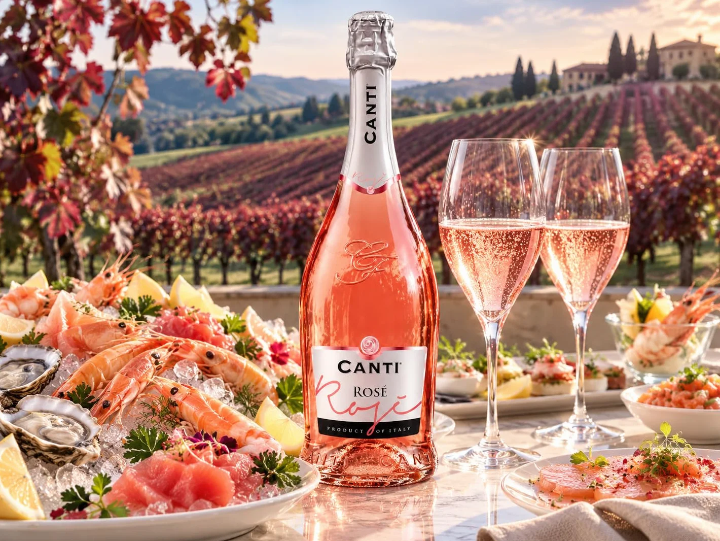 Canti - D.O.C. Cuvèe Rosè, Vin Petillant Extra Sec, Élaboré à Partir du Élaboré à Partir du Cépage Glera et Pinot Noir de Venise, Goût Frais et Fruité, 6x750 ml