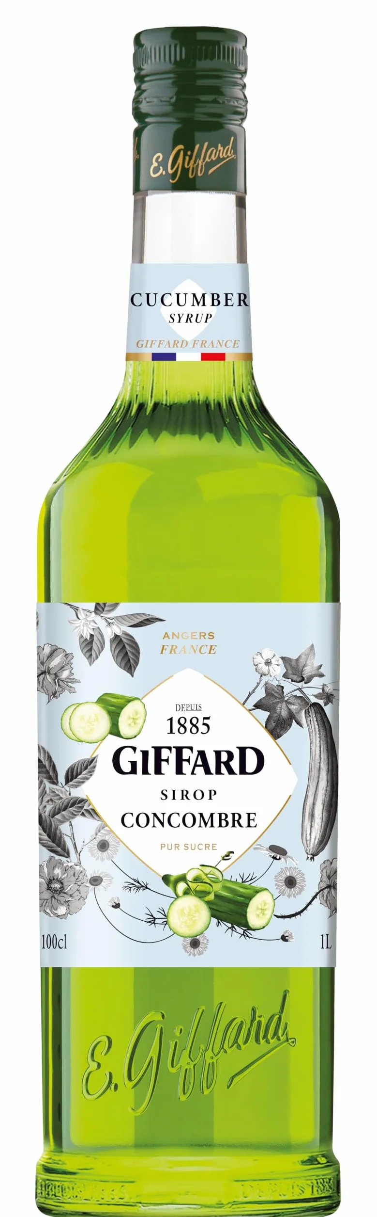 Giffard - Sirop Saveur Concombre - Recette et Fabrication Françaises - Léger et Frais - 1 Litre