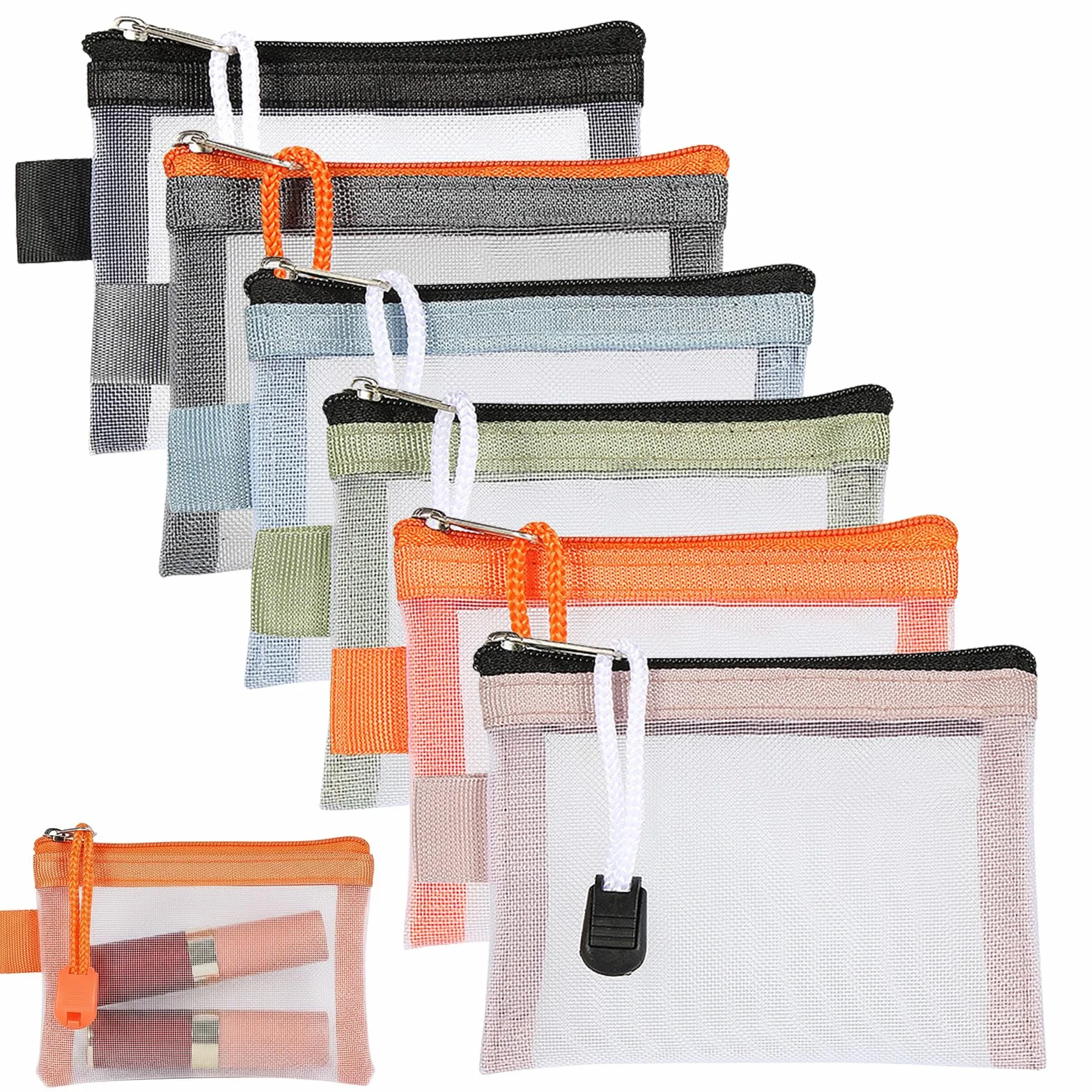 Trousse de Maquillage Petite en Maille, Mini Trousse de Toilette Voyage Imperméable avec Fermeture Éclair