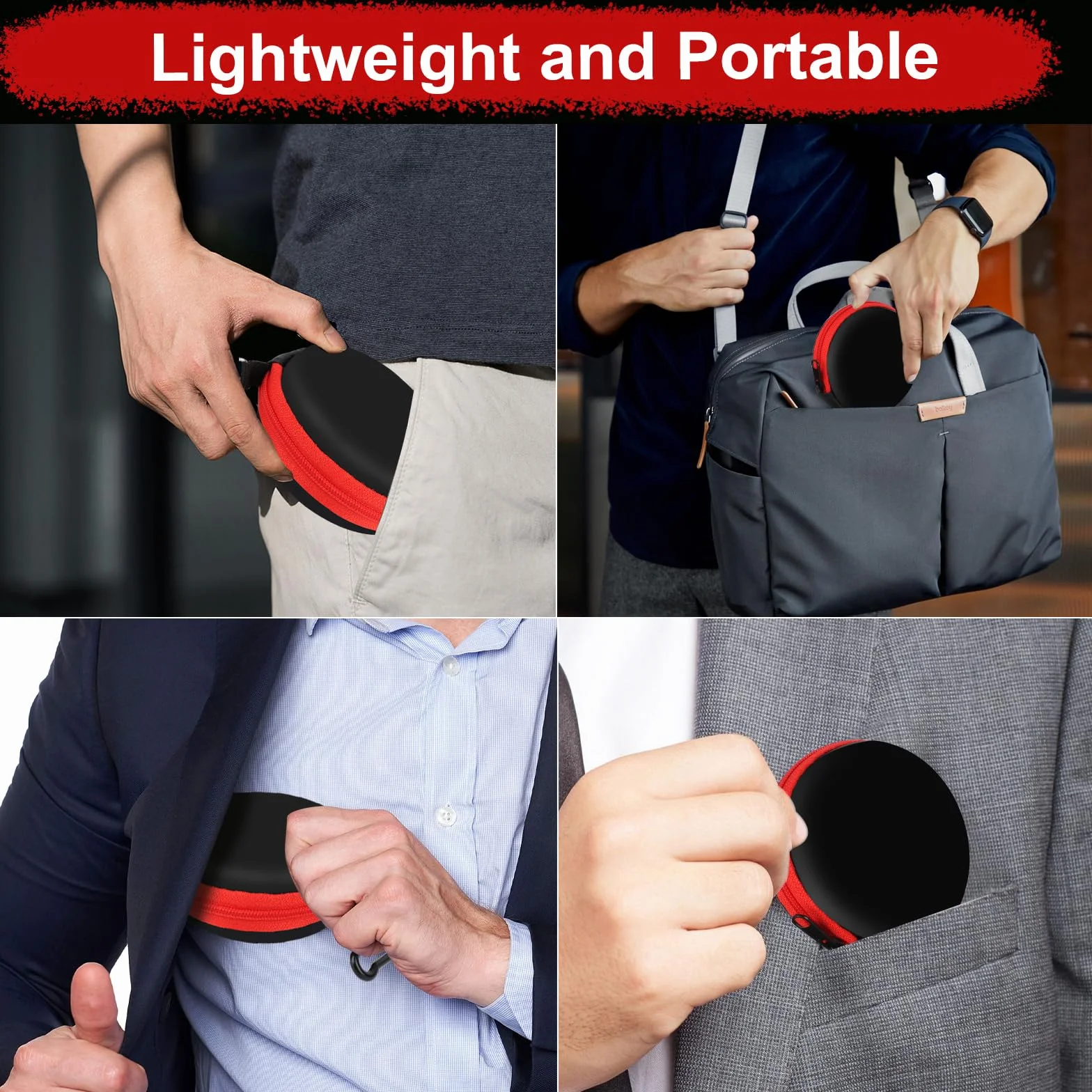 Cendrier Portable Anti Odeur avec Fermeture à Glissière et Porte-Clés pour Voiture Extérieur (Rouge)