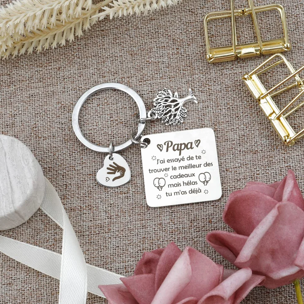 Porte Clé Papa Personnalisé Cadeau Fête des Pères Anniversaire Noël