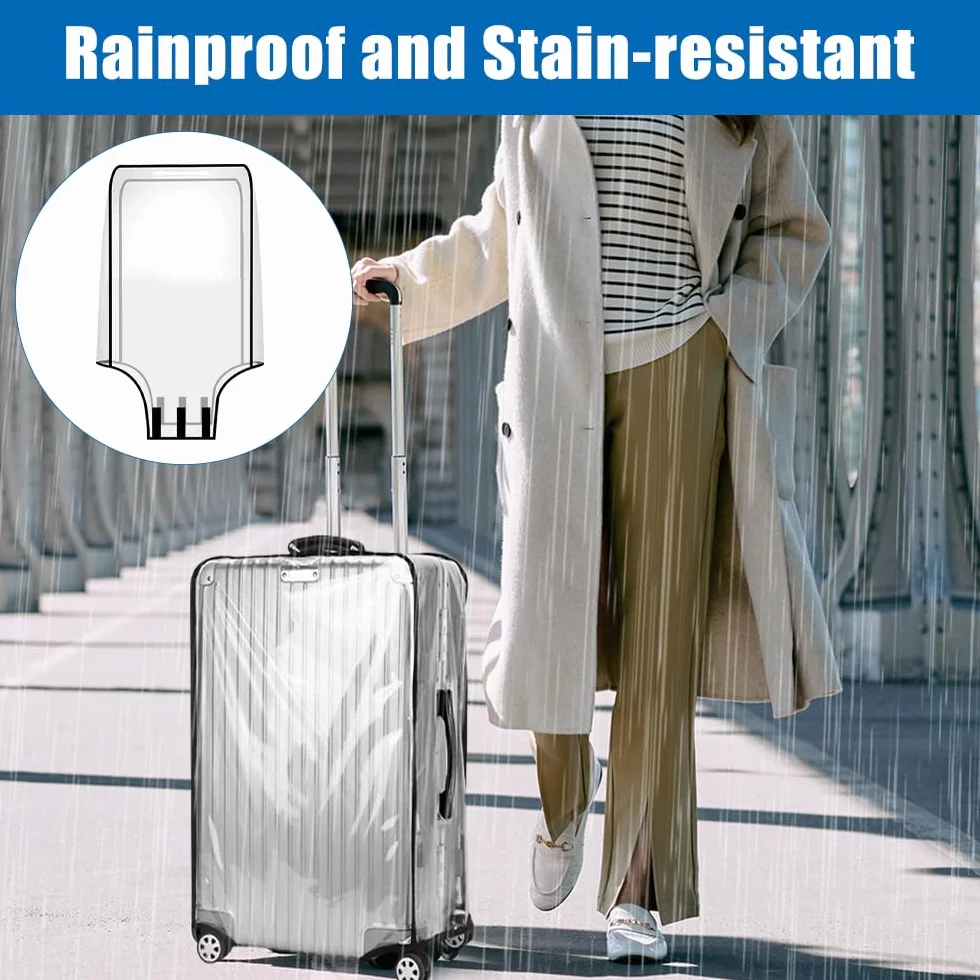 Housse Valise Protection 3 Pièces 20+24+28 Pouces PVC Transparent Étanche Poussière pour Trolley Voyage