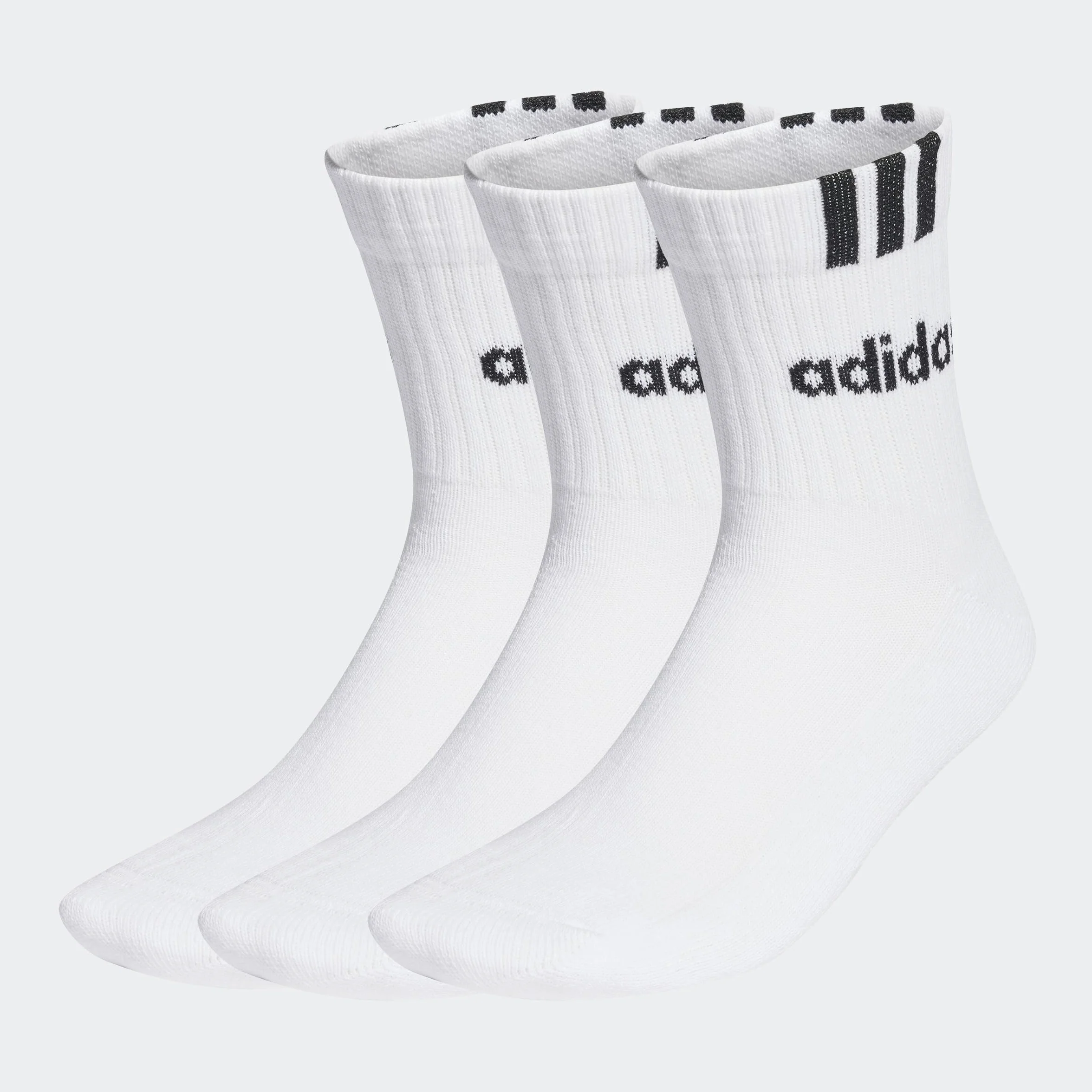 adidas Mixte 3-Stripes Linear Half-Crew Cushioned Socks 3 Pairs