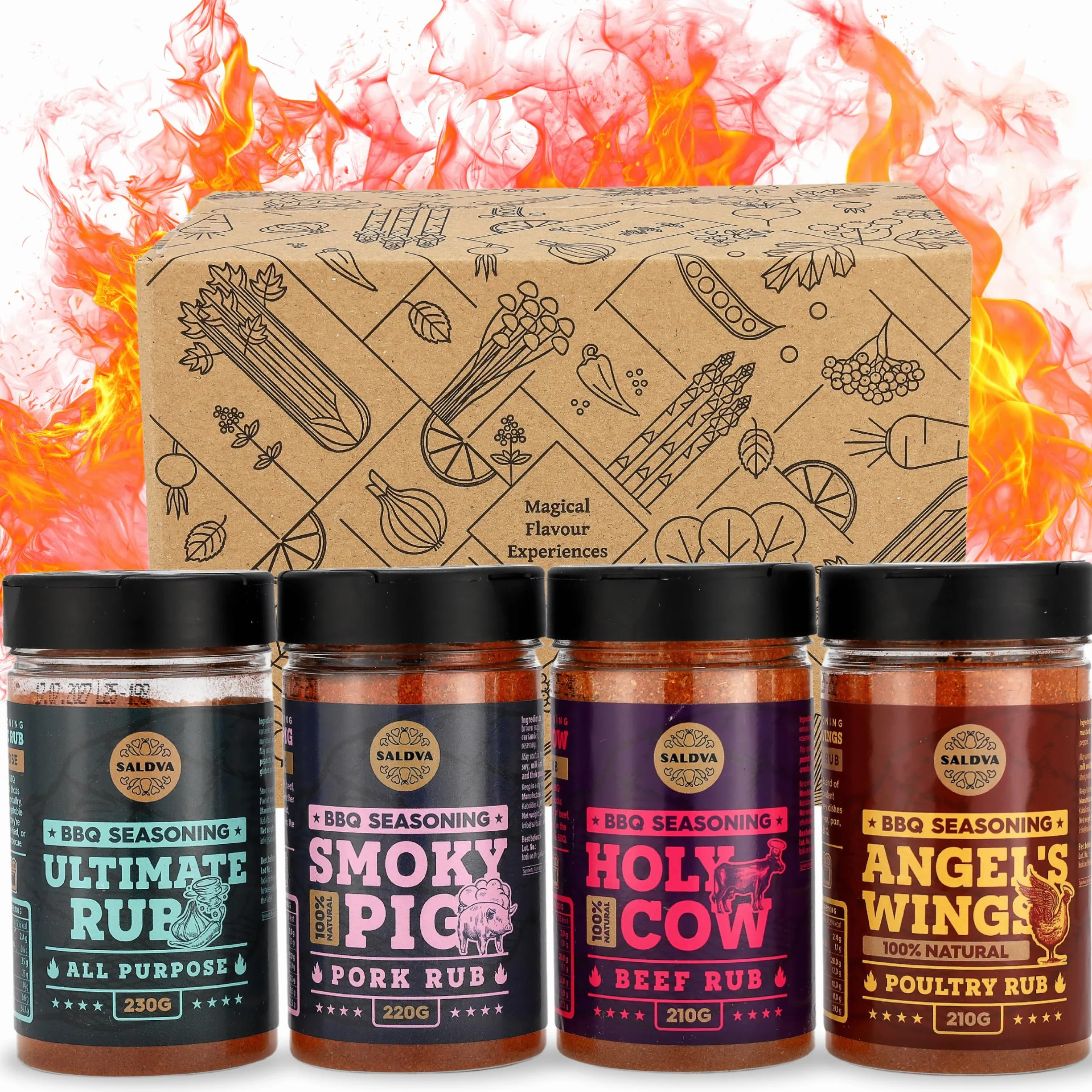 Sélection classique d'assaisonnements pour barbecue de qualité supérieure – Holy Cow, Angel's Wings, Smoky Pig, Ultimate Rub BBQ Rubs | Paquet de 4 | 100% Naturel | Excellent cadeau gourmand