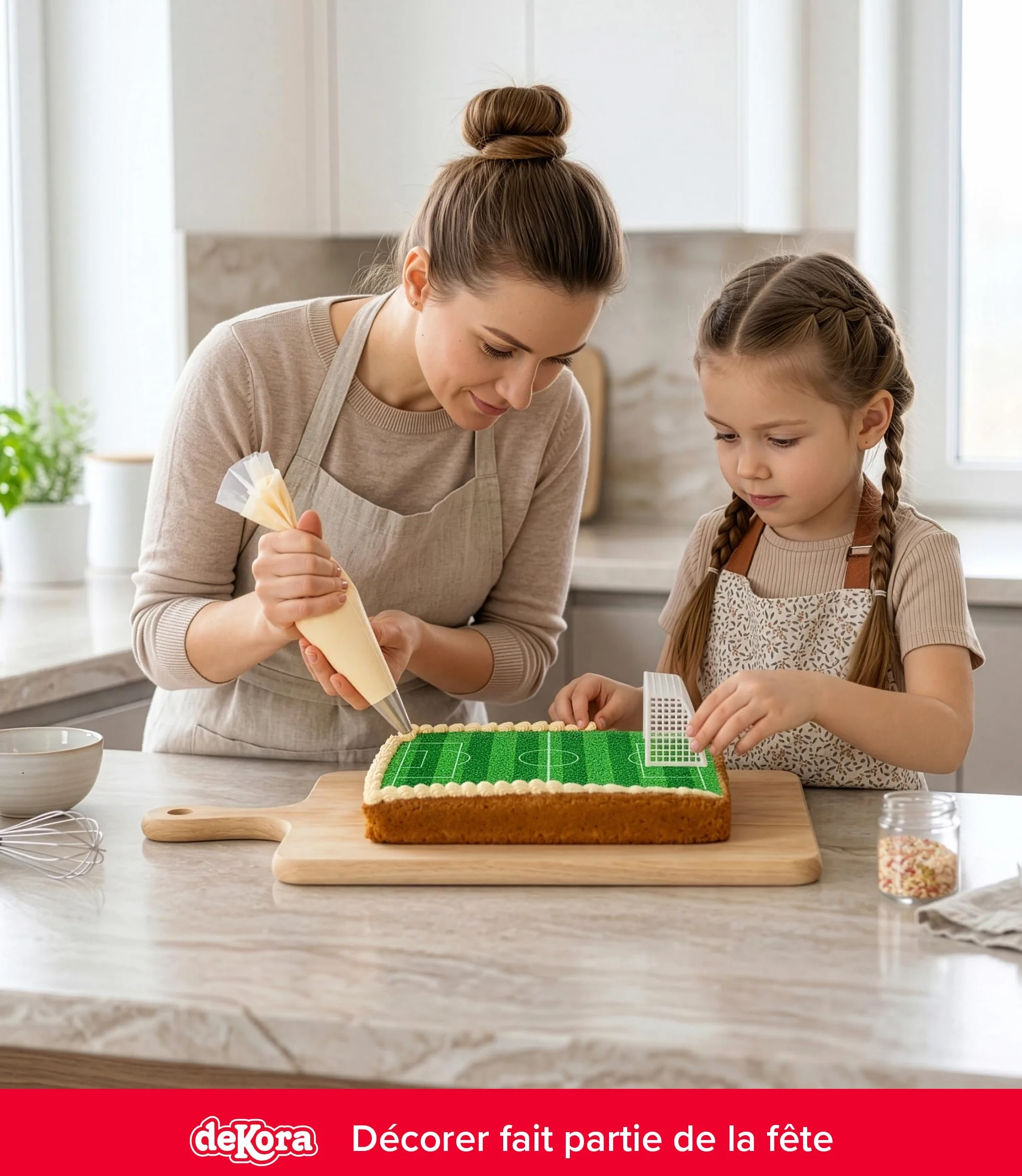 dekora - Feuille comestible football 20x27 cm – Décoration pour gâteaux d’anniversaire d’enfants, Sans Gluten, Sans Lactose, Idéale pour fêtes et événements footballistiques