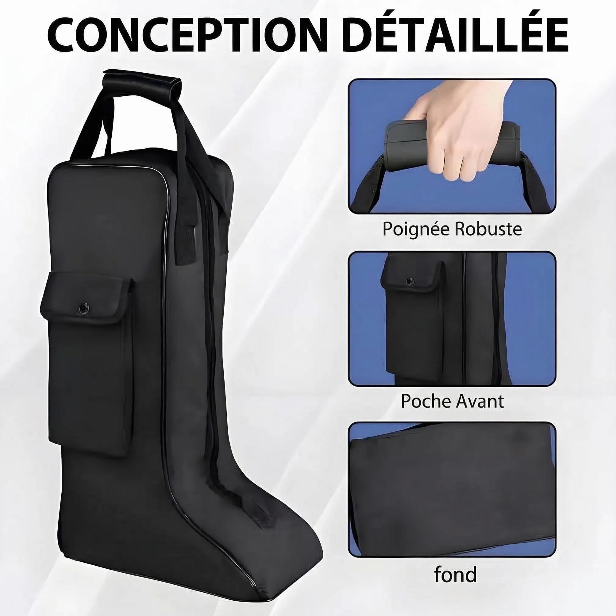 Milageto Housse de Rangement pour Bottes d'Équitation, Sac de Transport Imperméable en Tissu Oxford, avec Poignée Solide, Poche Frontale