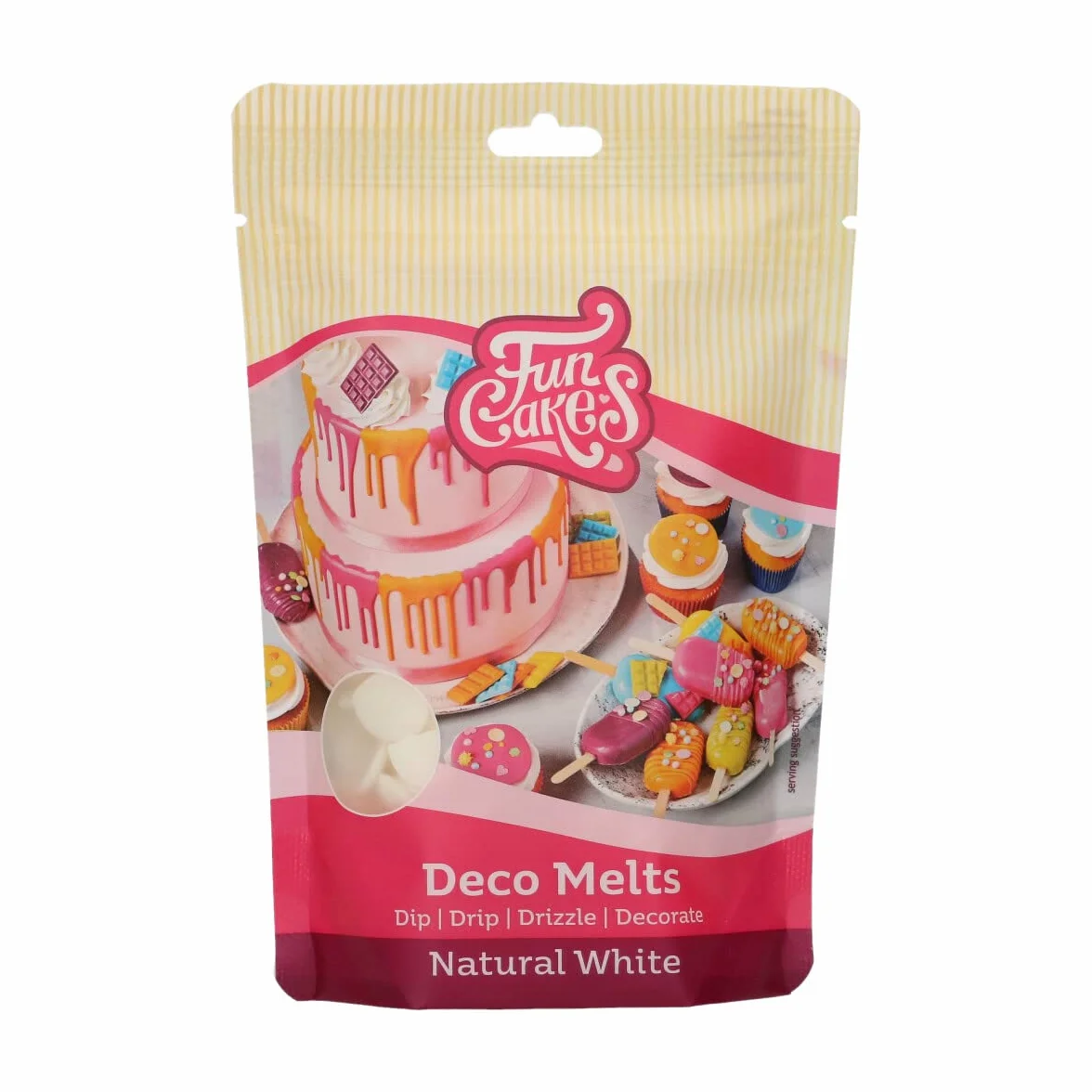 FunCakes Deco Melts Blanc Naturel - Trempez, coulez, arrosez et décorez, Faire fondre brièvement au micro-ondes ou au bain-marie , 250 g