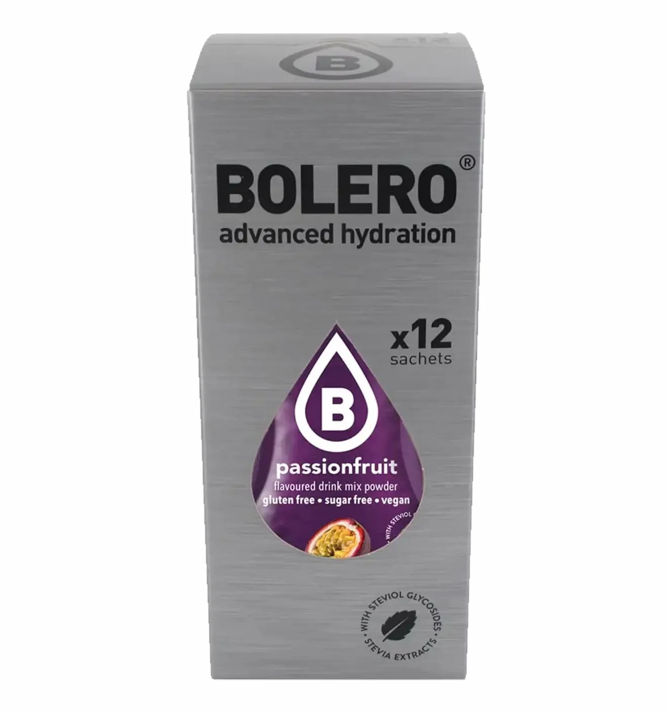 Bolero Advanced Hydration Passion Lot de 12 sachets de boissons instantanées Fruits 9 g