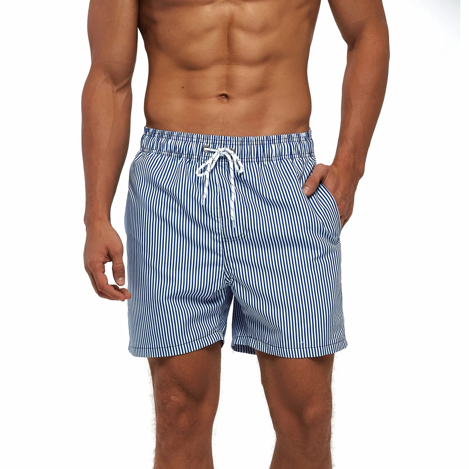 Maillot de Bain Homme Séchage Rapide Respirant 3 Poches Short Plage Doublure Filet Cordon Serrage