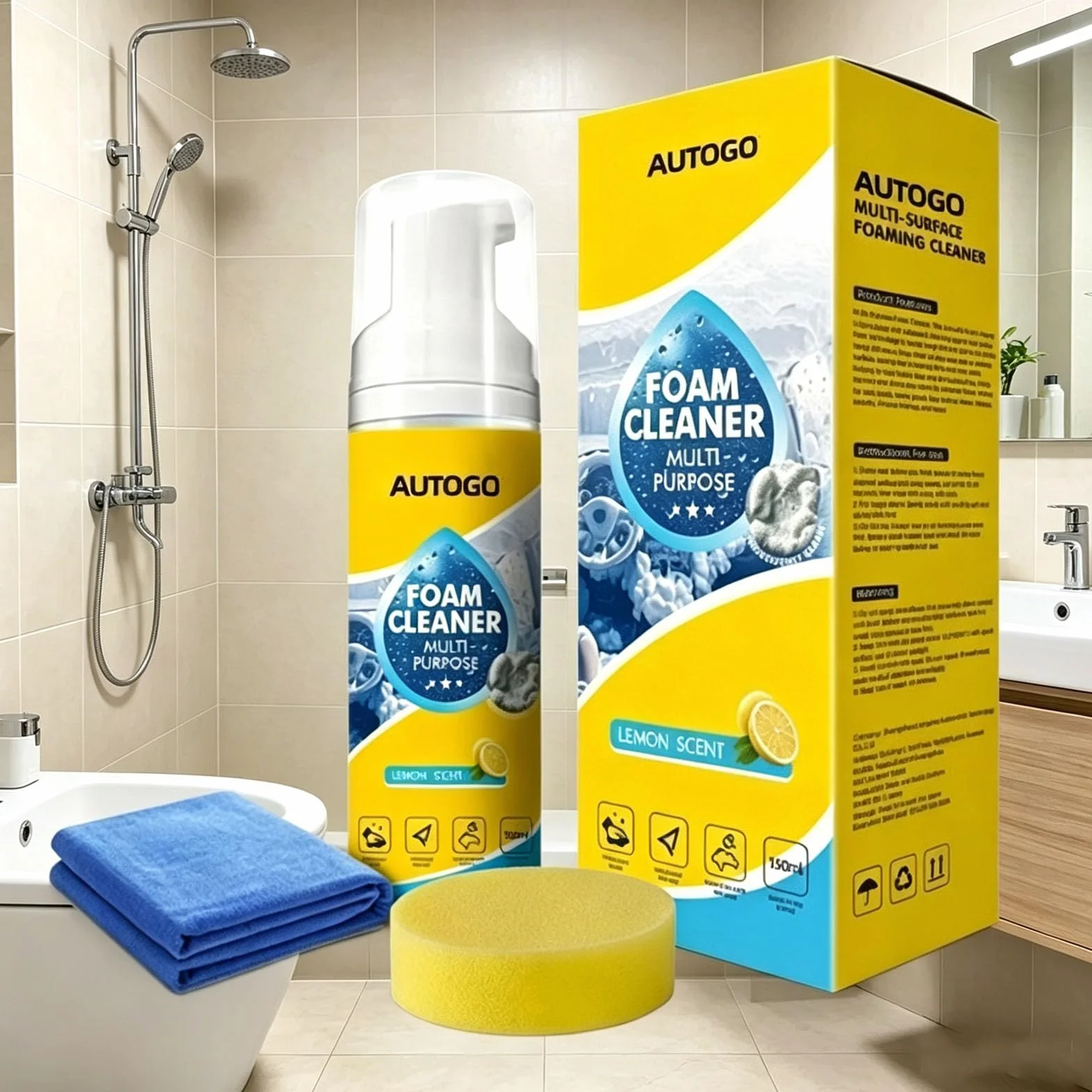 4-in-1 Multi-Enzyme Foam Cleaner 5oz, All-Purpose Deep Cleaning Spray for Kitchen Grease, Bathroom Tiles, Car Interior & Sofa Upholstery (1pcs)