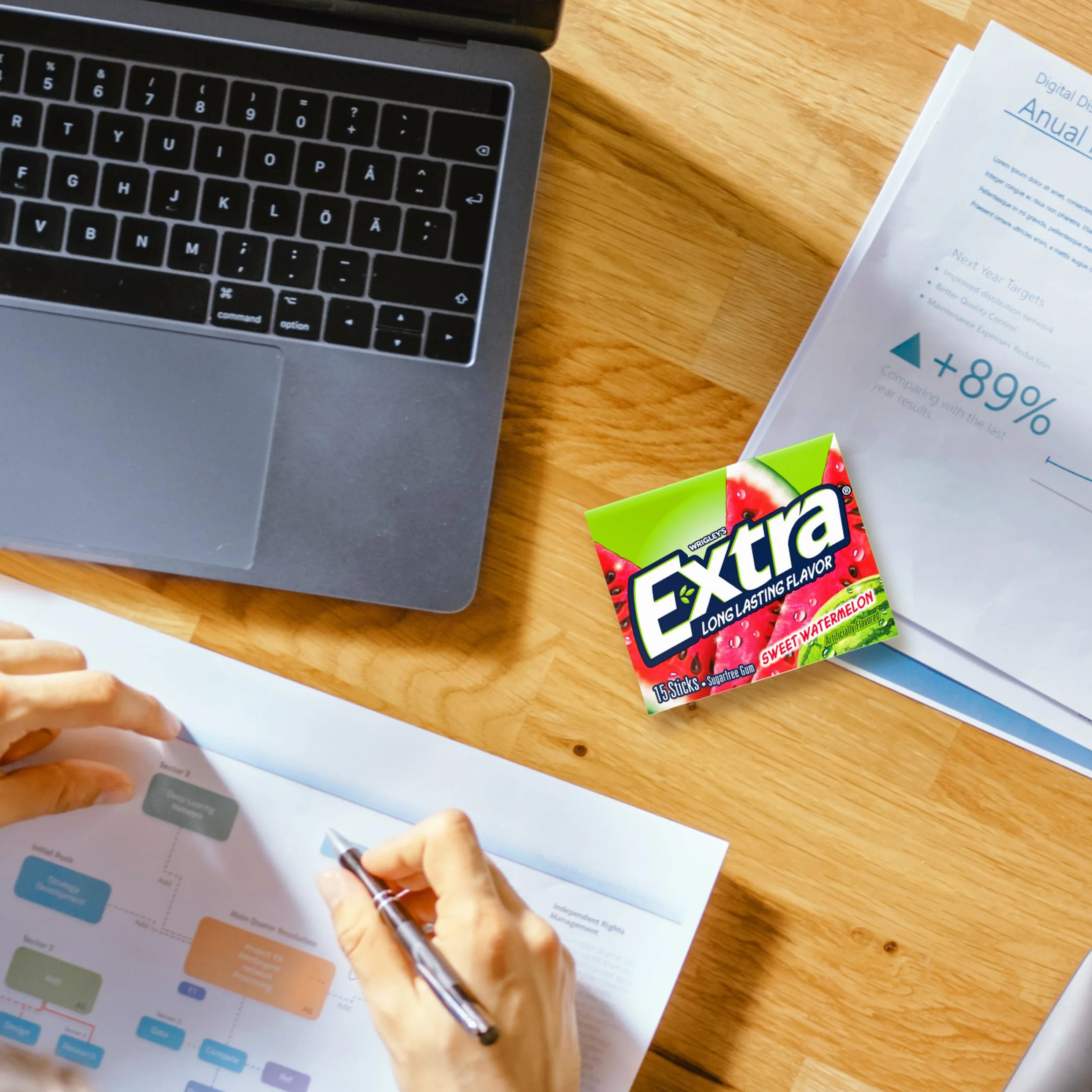 Extra Sugar Free Gum Sweet Watermelon 15 Stick Slim Pack Pack of 10