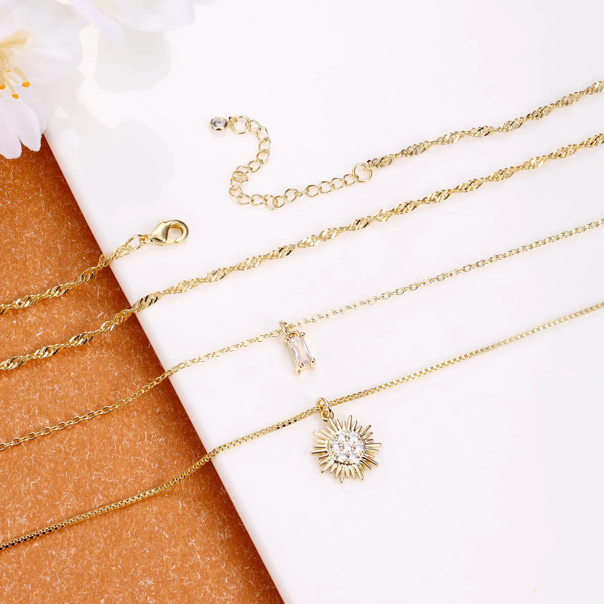 Kakonia Colliers Femmes Or 14K Pendentif Personnalisé Chaîne Délicate Bijoux Tendance Empilés