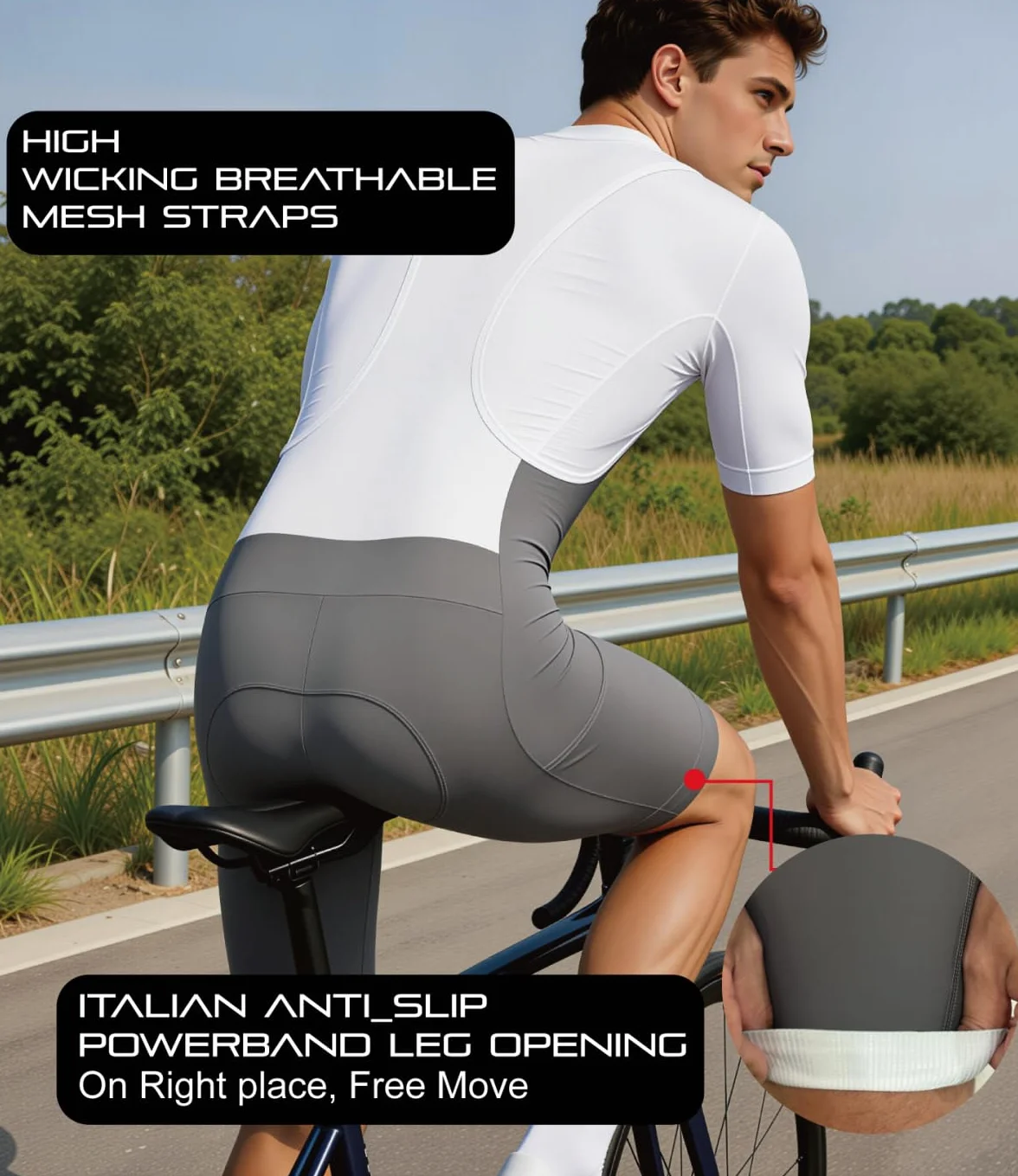 Cuissard de cyclisme rembourré homme accès salle de bain UPF50+