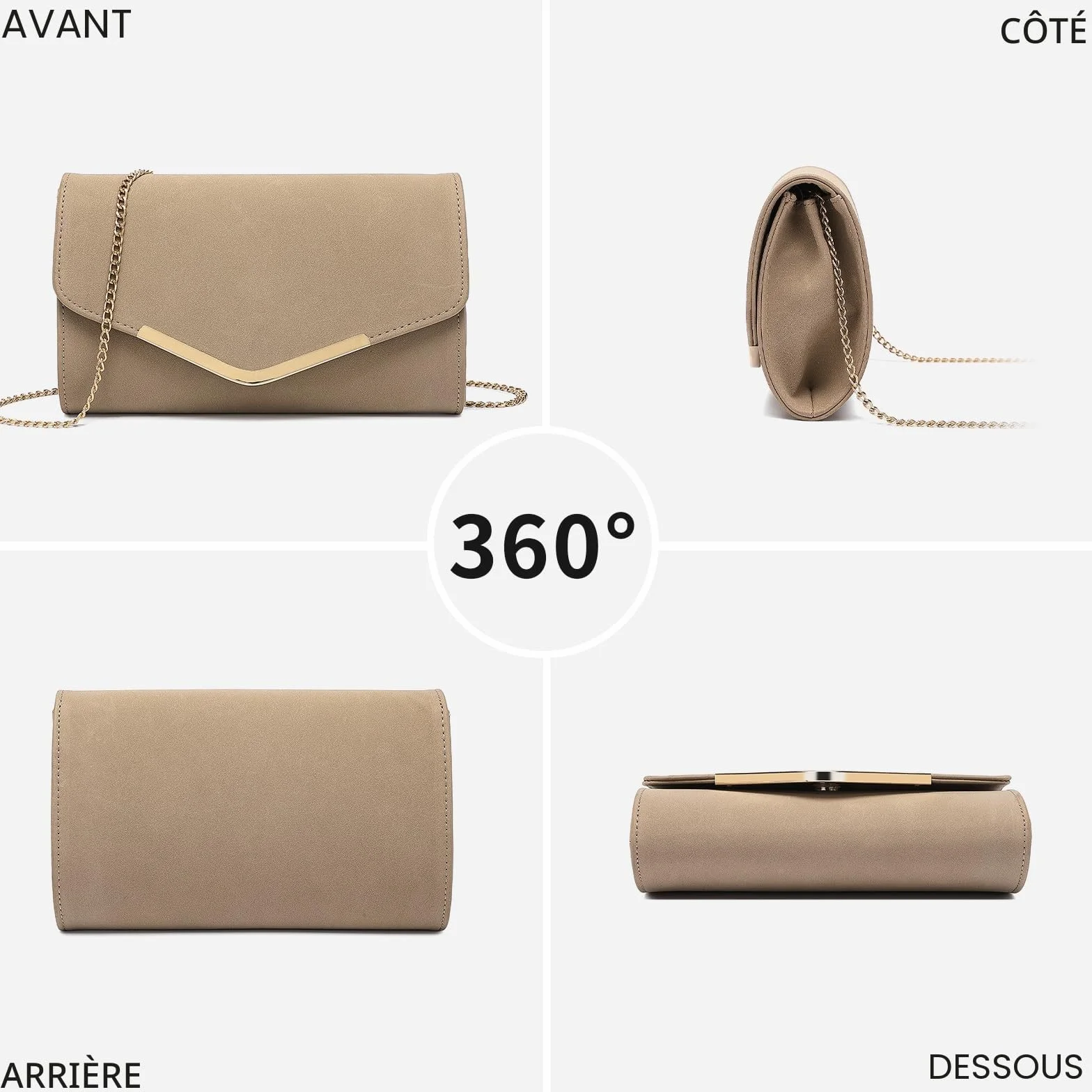 Miss Lulu Pochette Femme en Daim avec Chaîne - Mini Sac à Main de Soirée pour Mariage