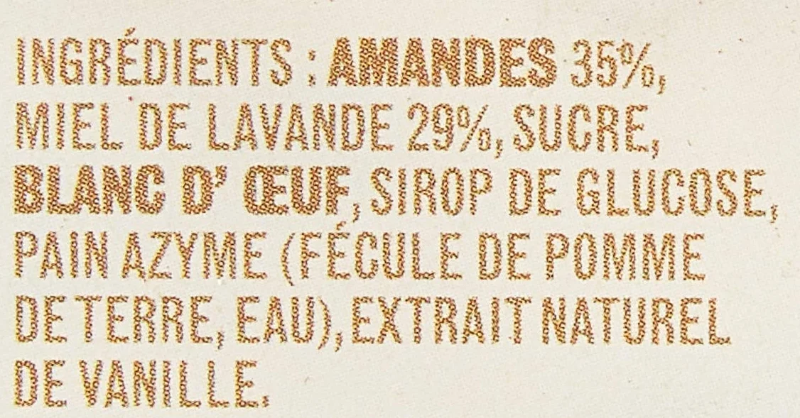 Les Ruchers du Luberon - Nougat Blanc de Provence en Barre 200 g - Nougat Tendre aux Amandes et au Miel de Lavande - Fabrication Artisanale
