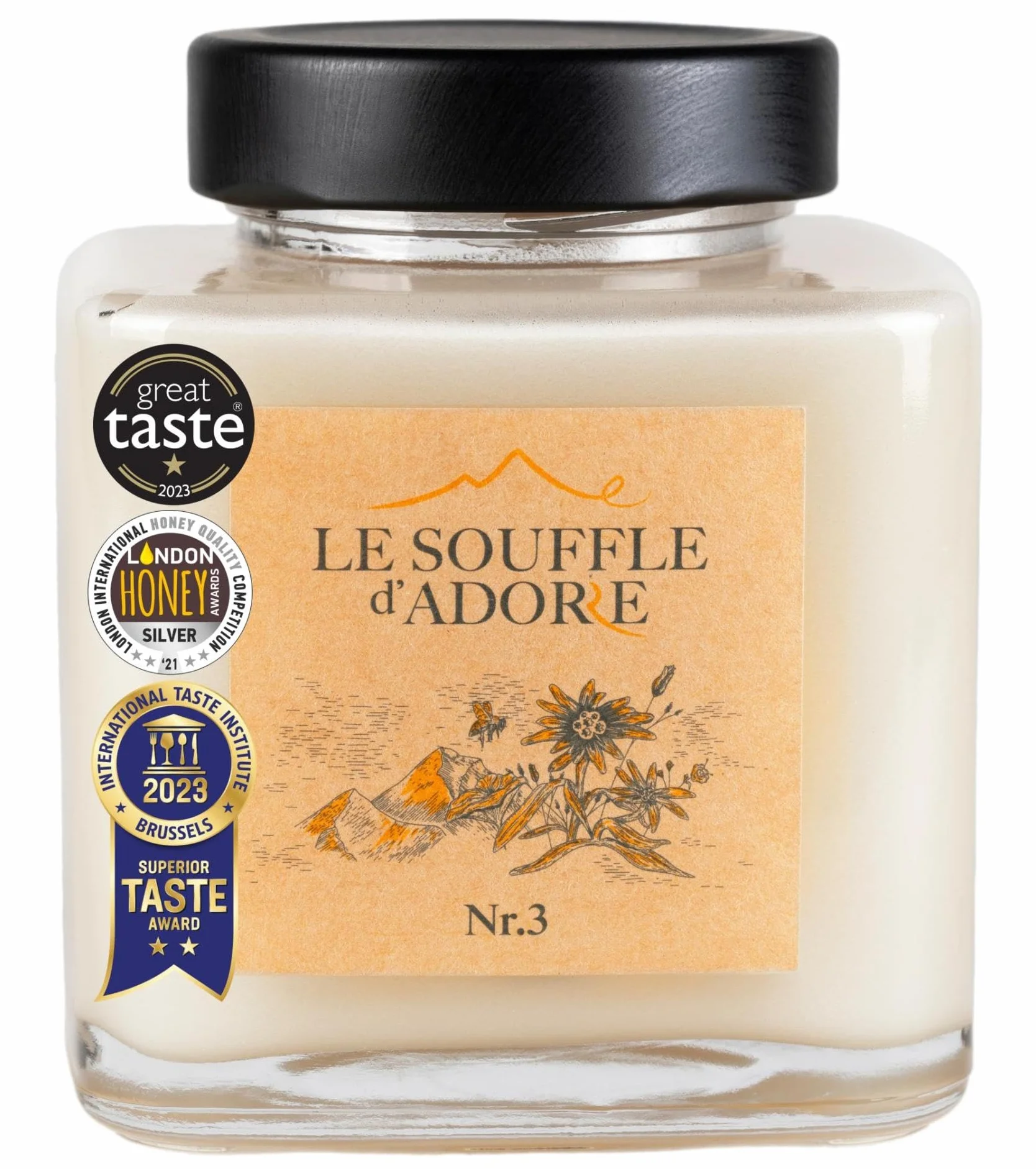 Le Souffle d'Adore Sélection - Miel d'Esparcette (Sainfoin) 500g - Miel Blanc Crémeux Naturel - Pur, Sans Sucre Ajouté, Sans Additifs