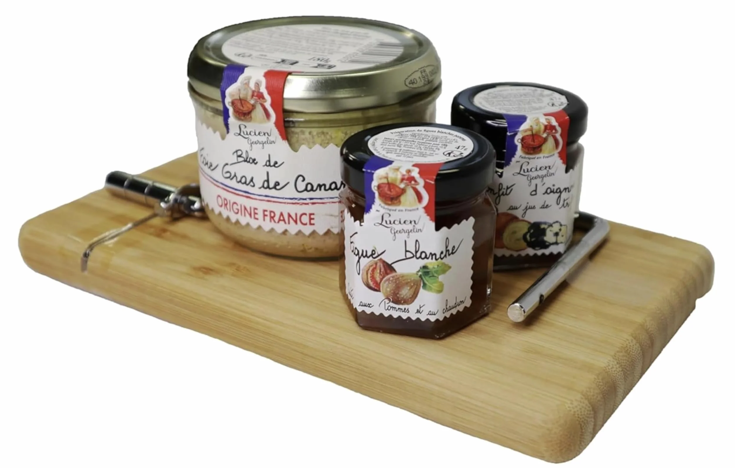 Lucien Georgelin Coffret Cadeau Planche Foie Gras 274g | 1 Bloc Foie Gras Origine France 180g, 2 Confits 47g