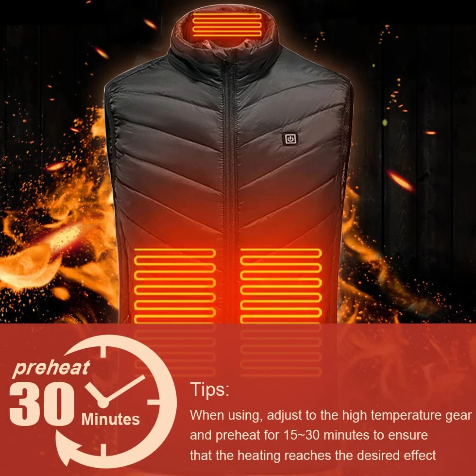 Veste Chauffante Homme Femme USB 3 Niveaux de Réglages Chauffage Électrique