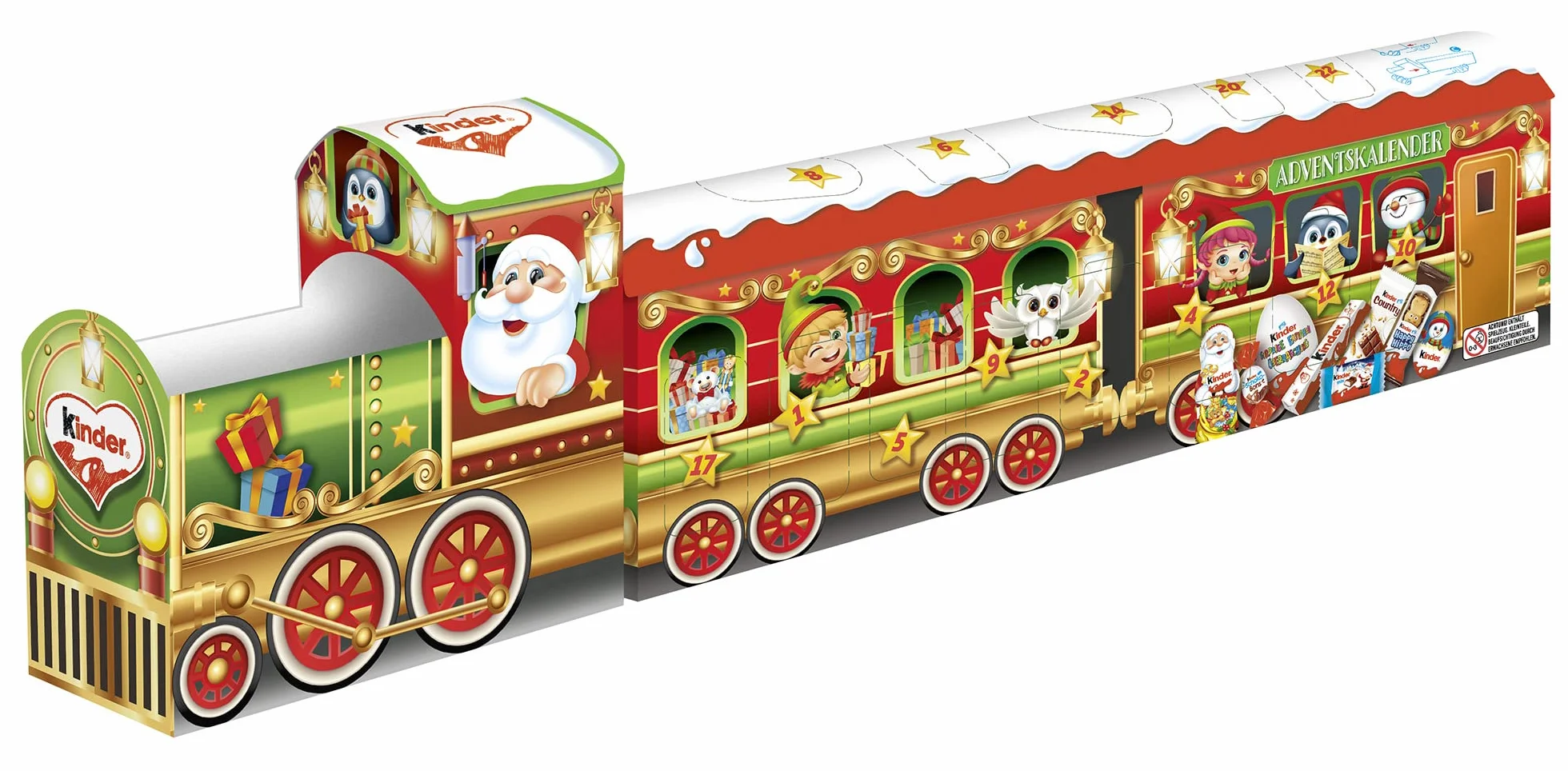 kinder Mix Calendrier de l'Avent 3D Train - Calendrier de l'Avent avec de délicieuses spécialités de chocolat - 1 calendrier de 221g