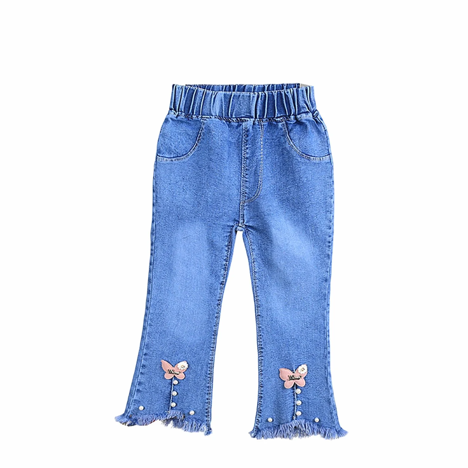 Pantalon en Jean évasé pour Filles Coupe Bootcut Stretch Confortable