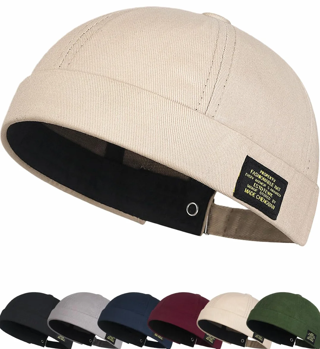 Casquette Docker Été Maille sans Bord Visiere Skullcap Travailleur Chapeau Réglable Coton Homme Femme Bonnet Hat