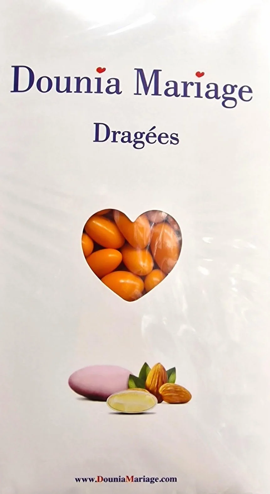 Coffret de Dragée aux amandes Orange 1 Kg 250 dragées