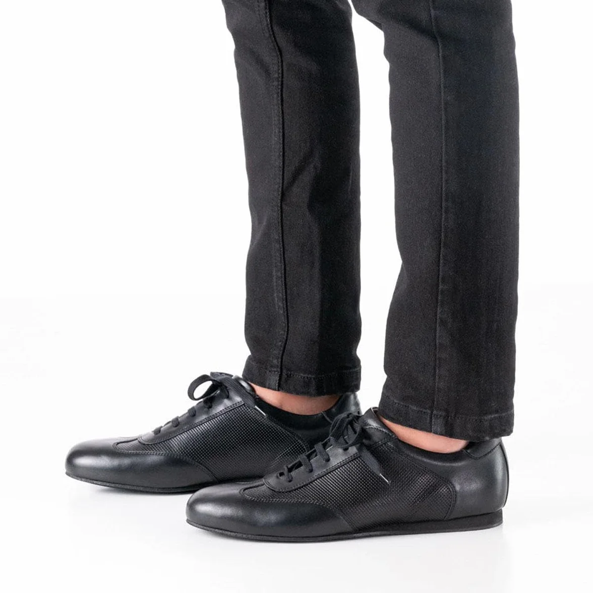 Werner Kern Positano Baskets de danse homme cuir noir Talon compensé 1,5 cm Semelle daim Fabriqué Italie