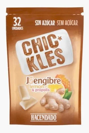 Chewing-gums dragéifiés au gingembre Hacendado Paquet de 32 chewing-gums (45 g) – Lot de 6