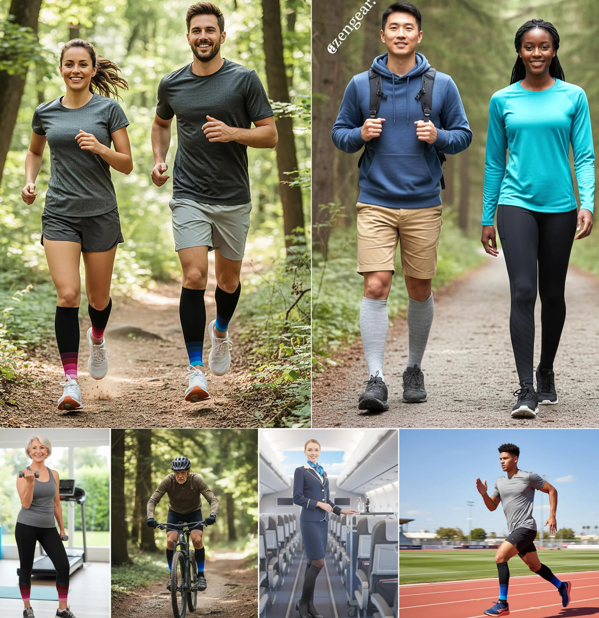 aZengear Manchons de Compression Mollets Hommes Femmes Attelles Tibia Maintien Mollet Chaussettes Contention Course Crampes XXL