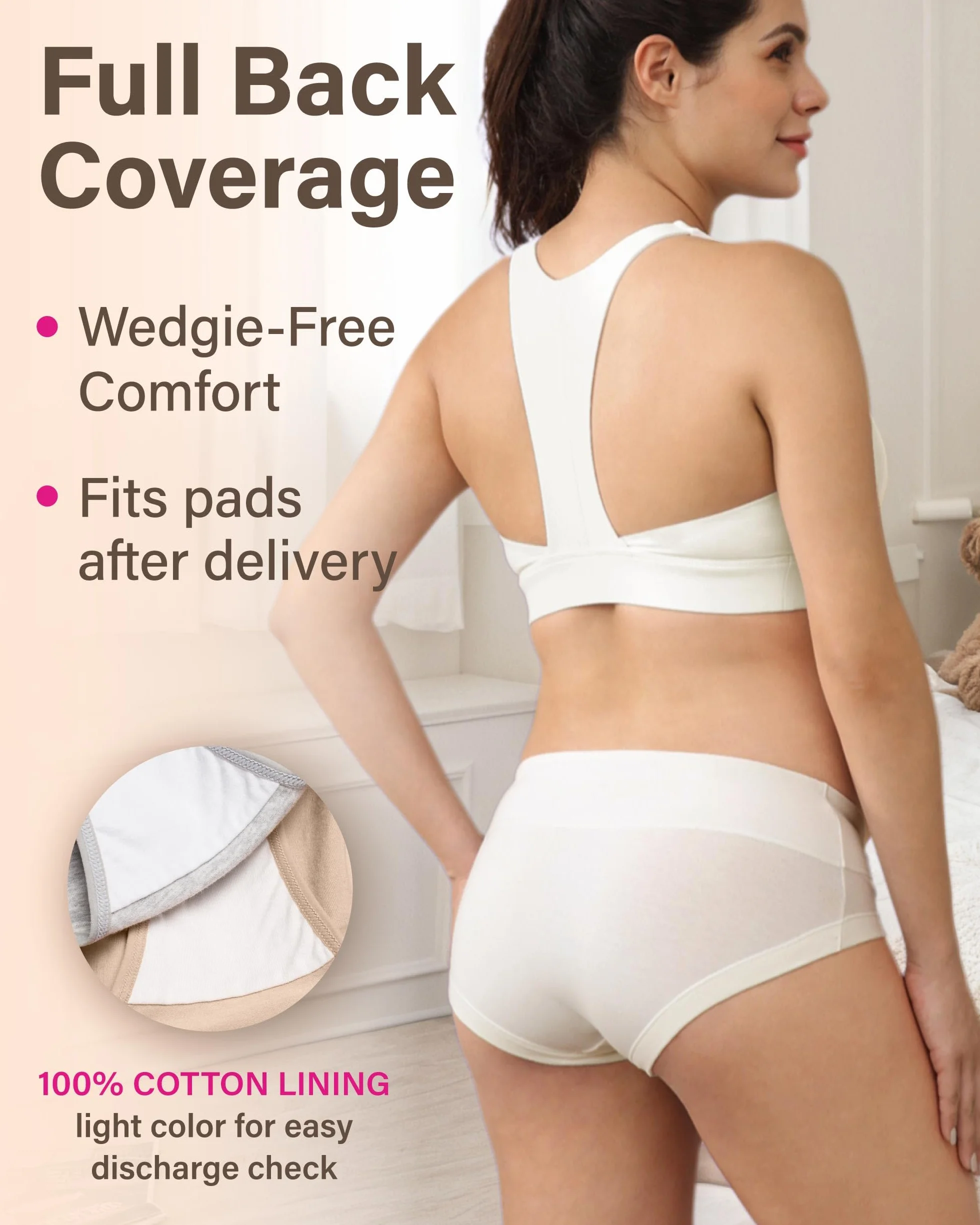 Culotte de Grossesse Post-Partum Shorty Nid en Coton