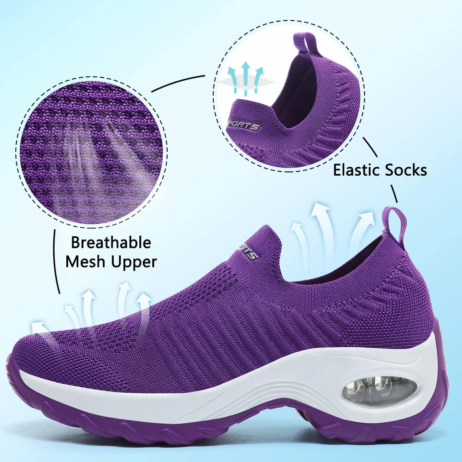 Chaussure Femme Sneakers Orthopediques Legere sans Lacets Outdoor Jogging Sport Respirante Air Course