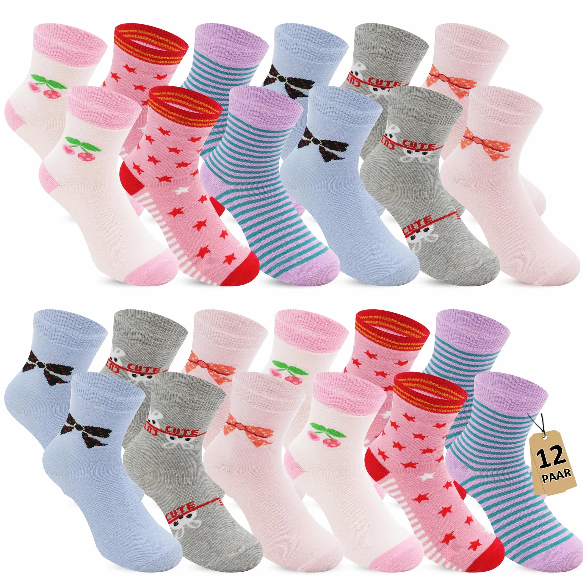 Chaussettes Enfants Filles Garçons en Coton Douces Cheville Coloré Sport
